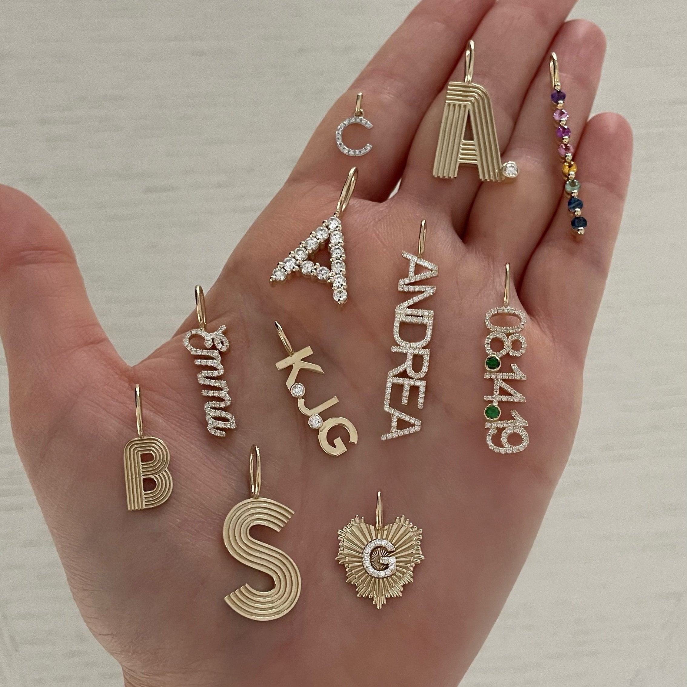 Small Retro Fluted Letter Charm