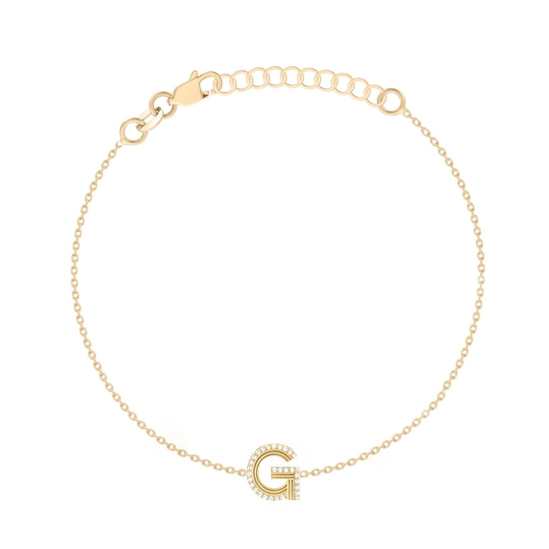 Diamond Detail Retro Fluted Letter Bracelet