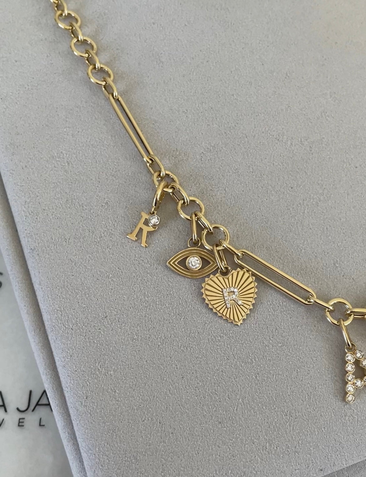 Mini Gold Letter + Diamond Charm