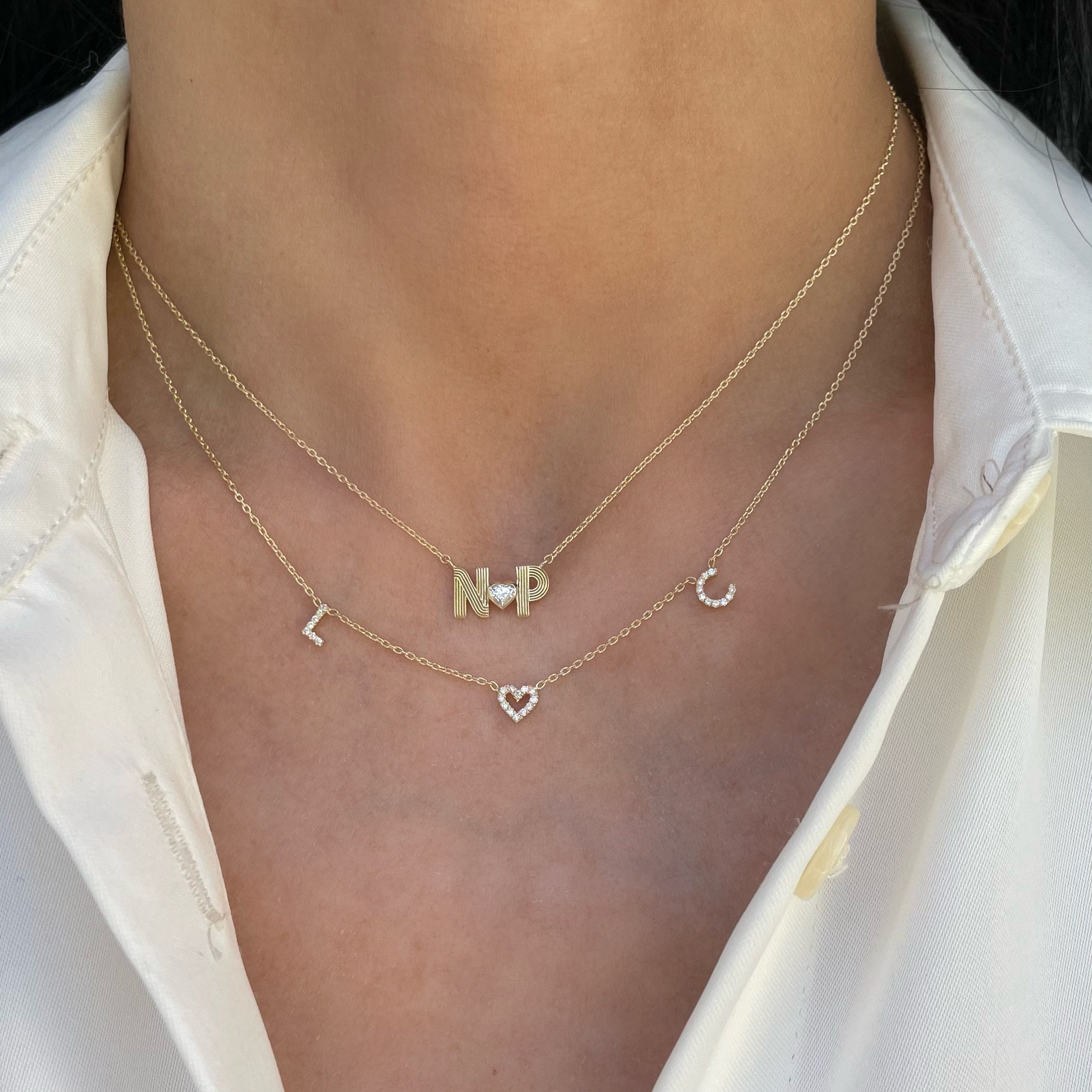 Retro Initials Love Necklace - SAMPLE SALE
