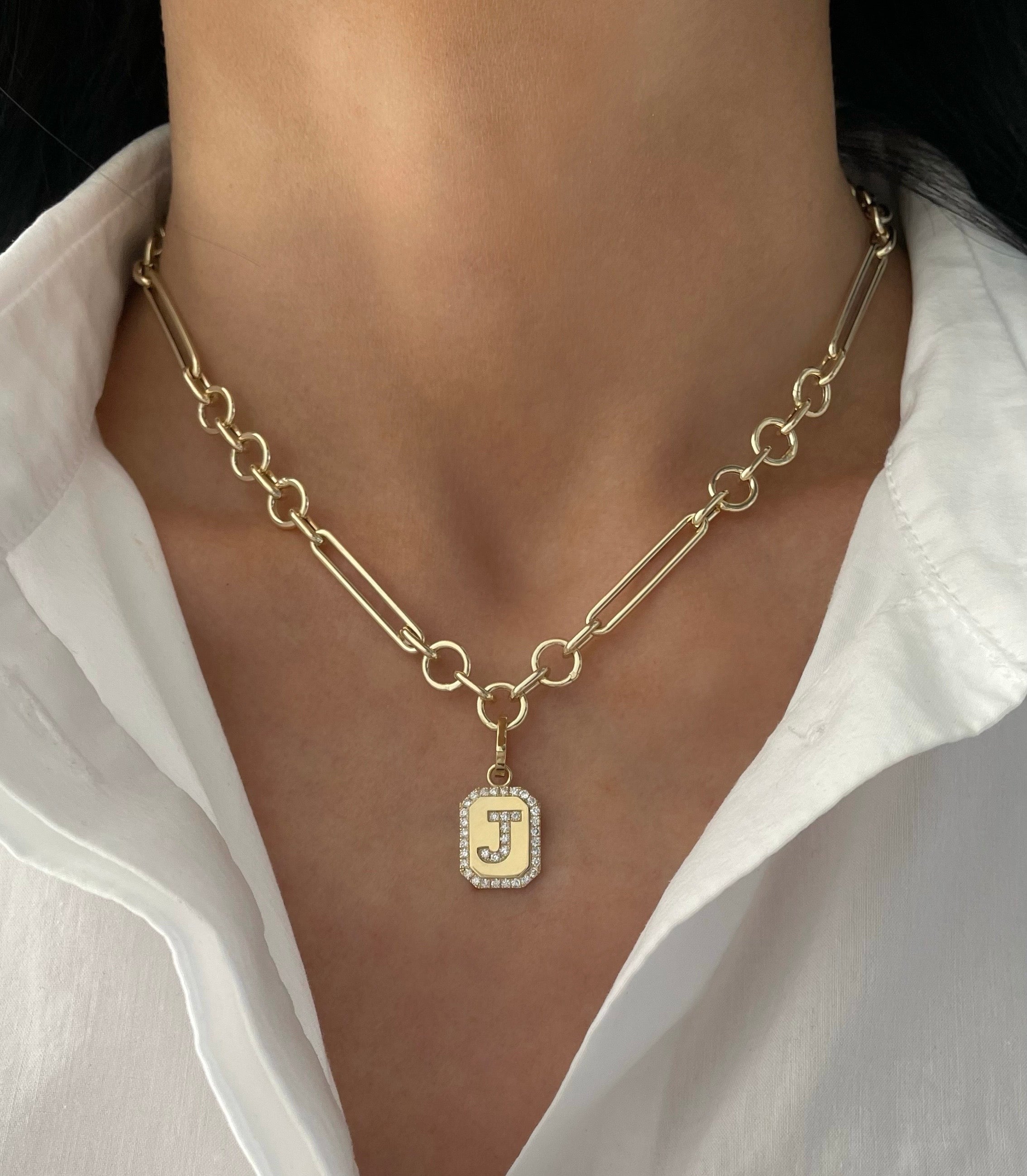 Octagon Charm with Diamond Initial