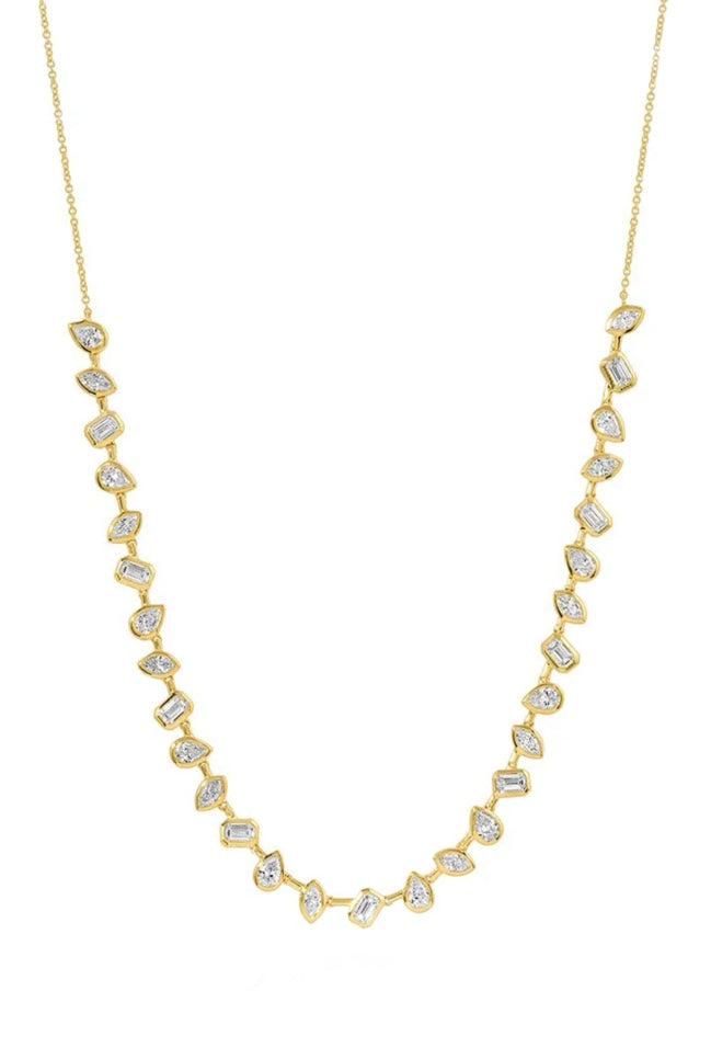 Multi Shaped Lab Diamond Tennis Necklace