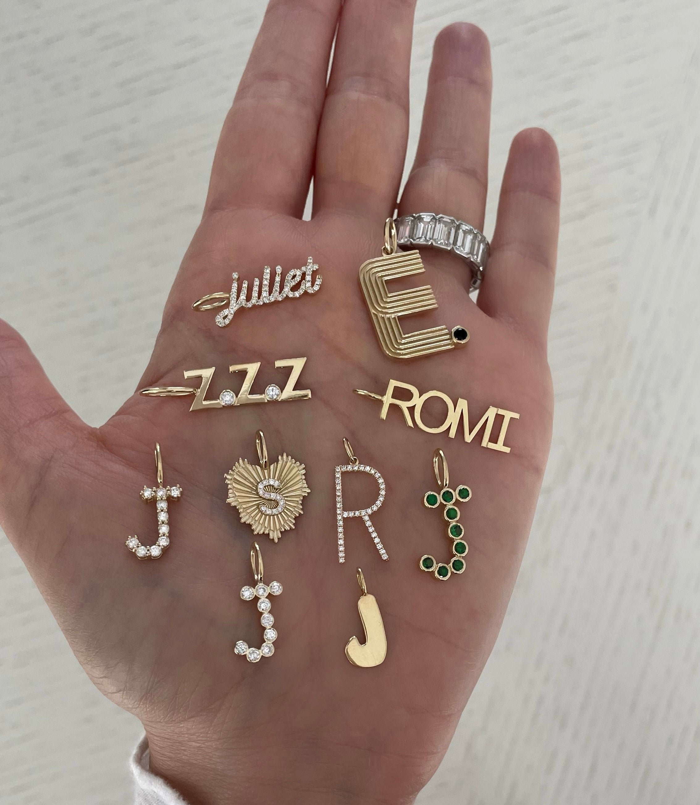 Large Bezel Set Diamond Initial Charm