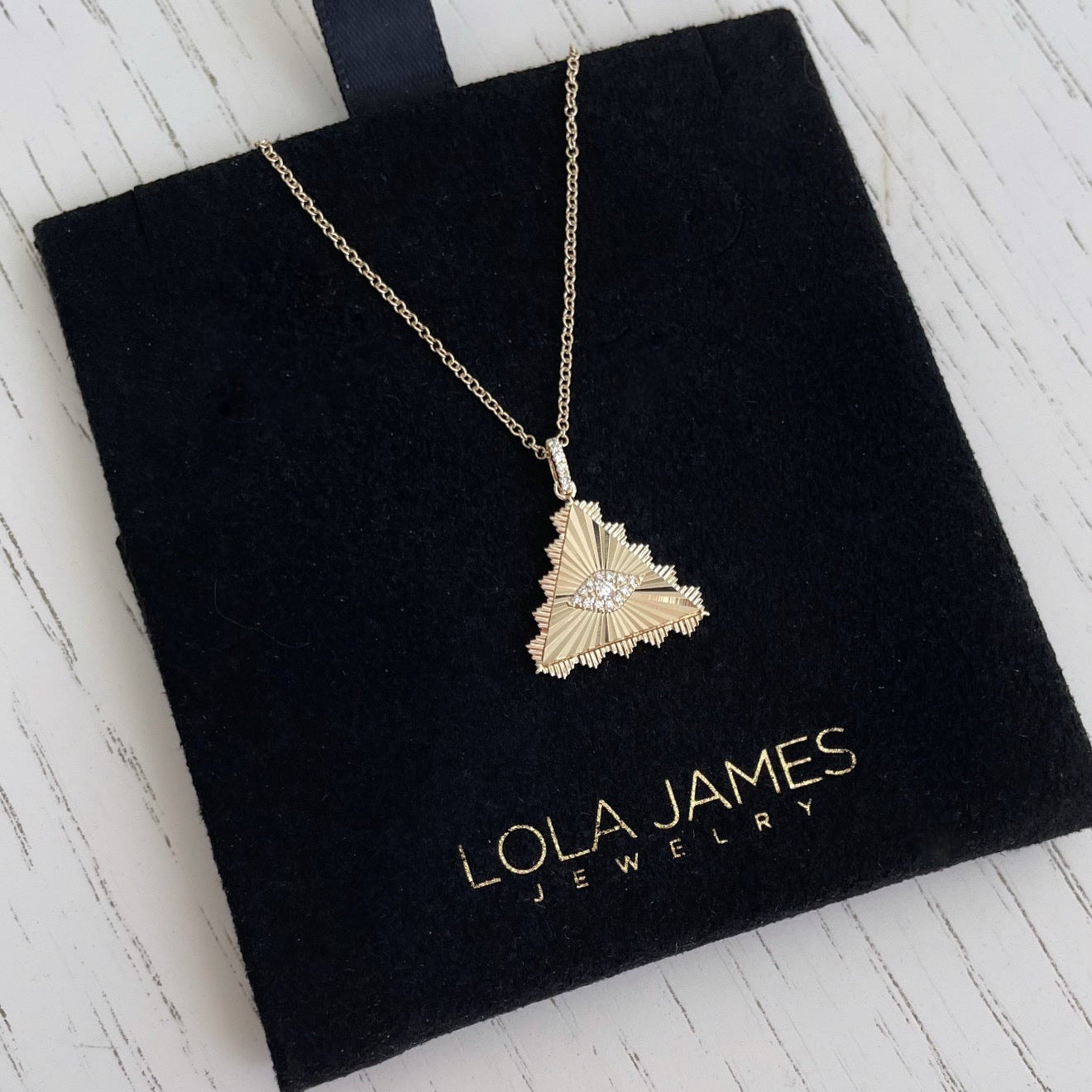Fluted Triangle Evil Eye Necklace
