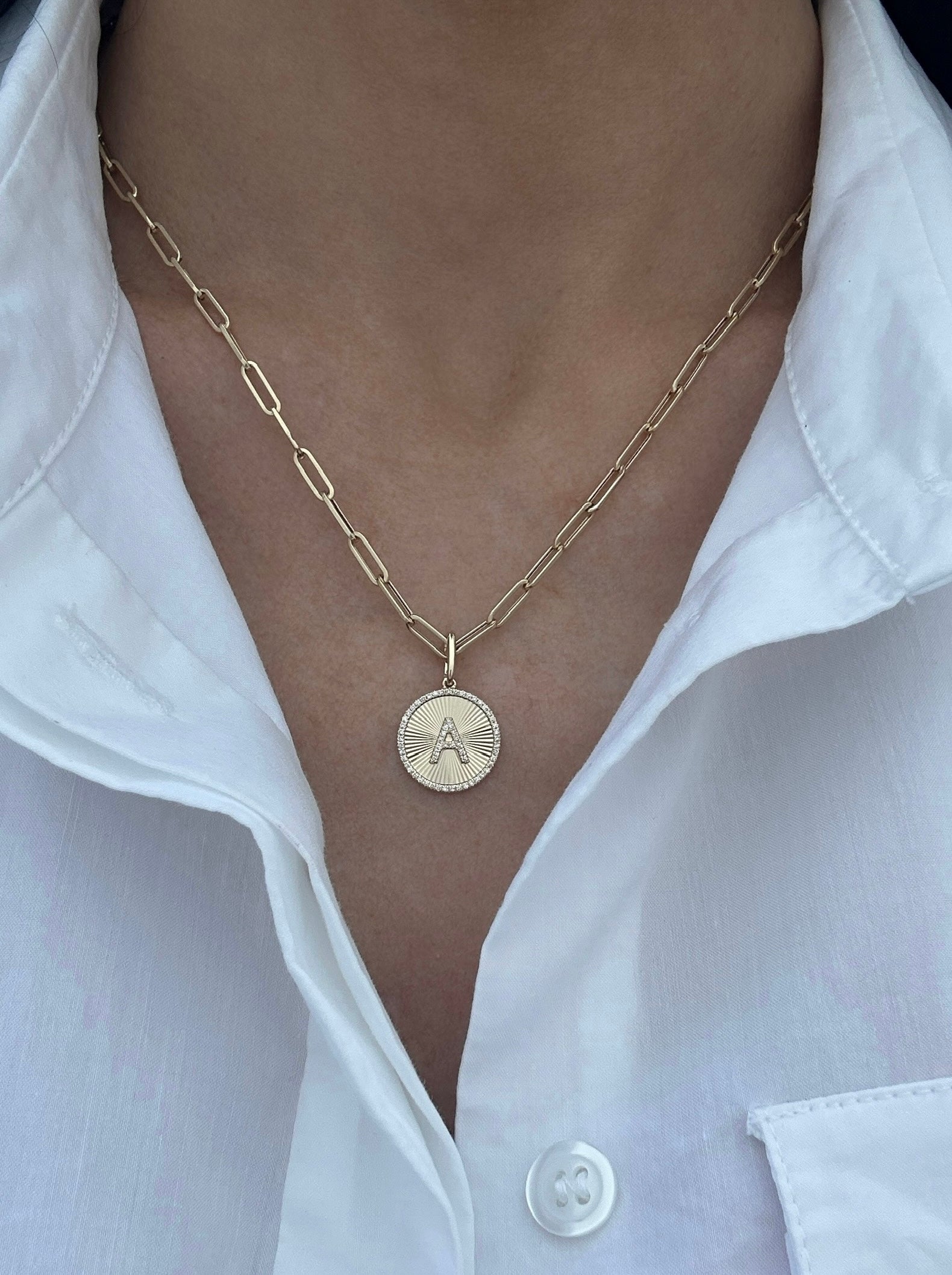 Fluted Diamond Letter Charm