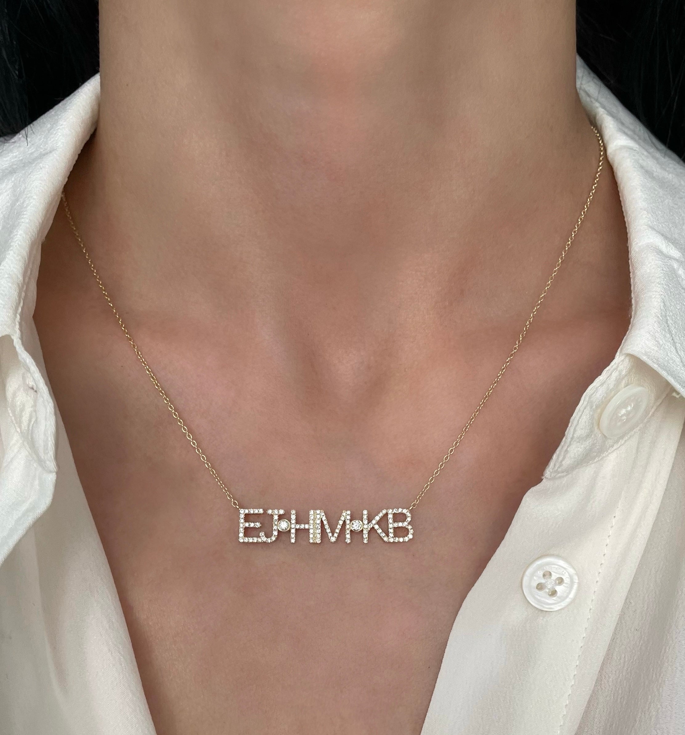 Diamond Letters with Stones Necklace