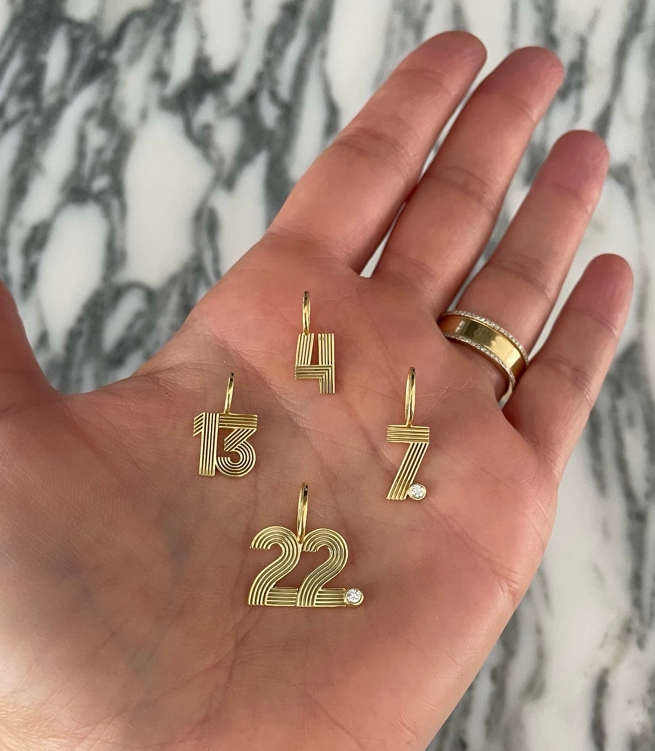 Small Retro Fluted Number Charm