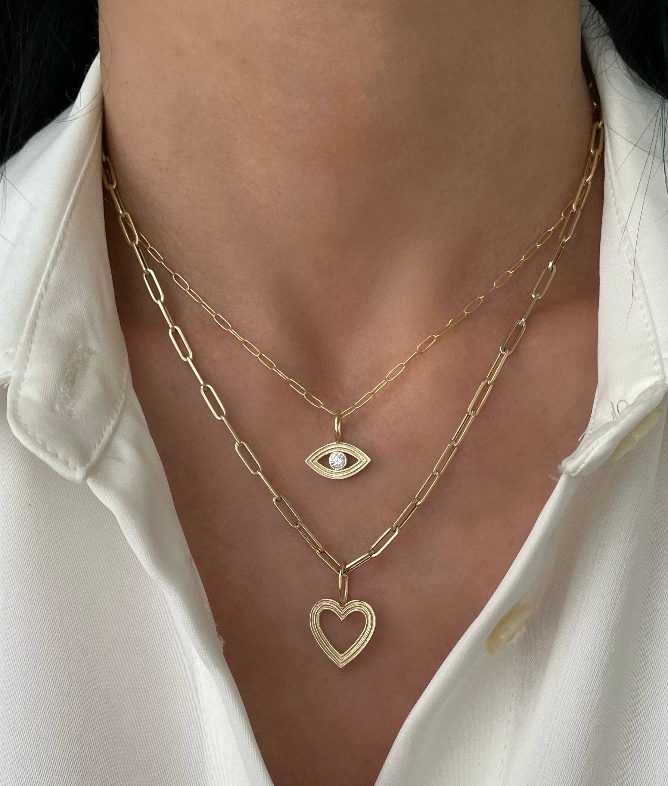 Retro Fluted Heart Charm