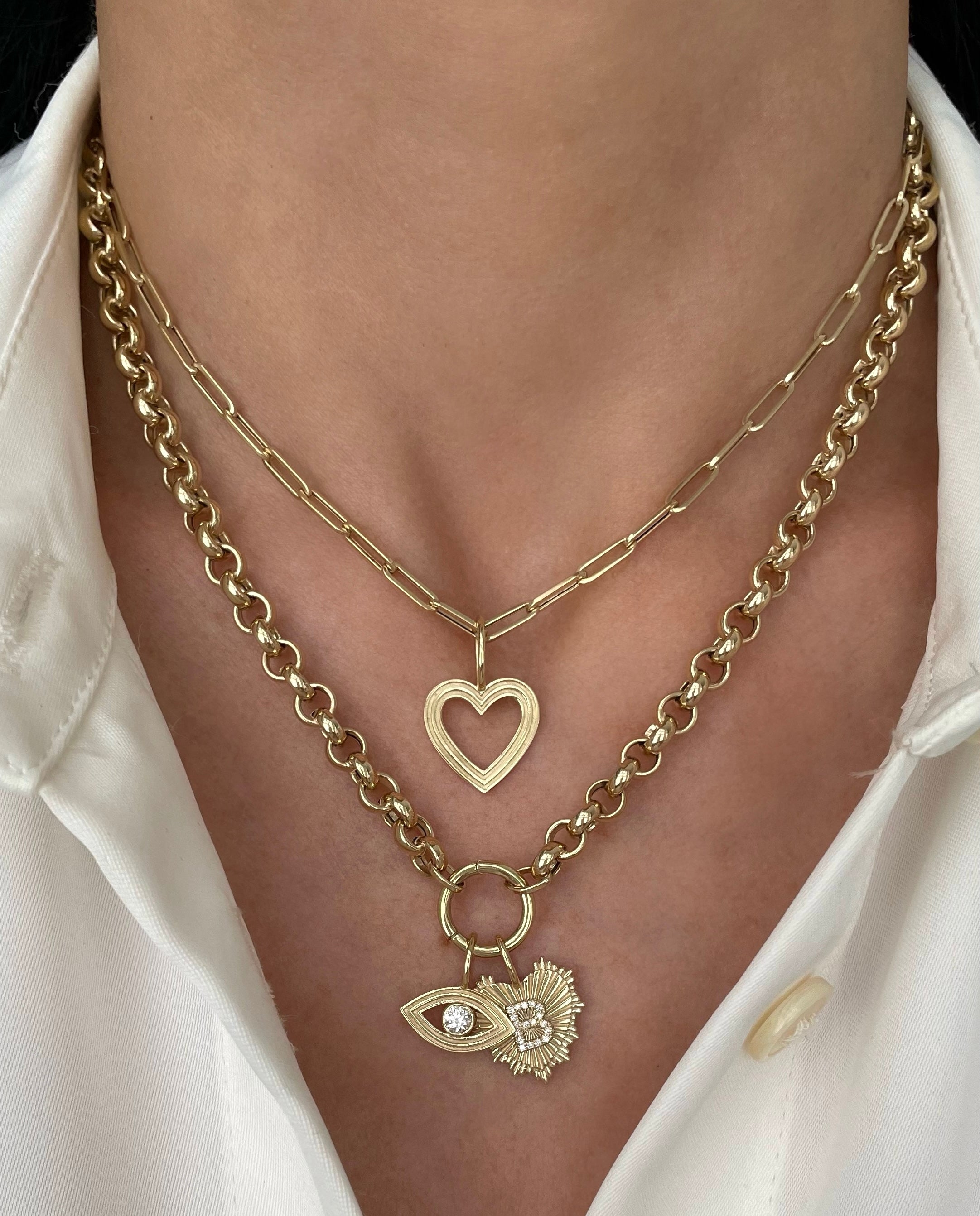 Retro Fluted Heart Charm