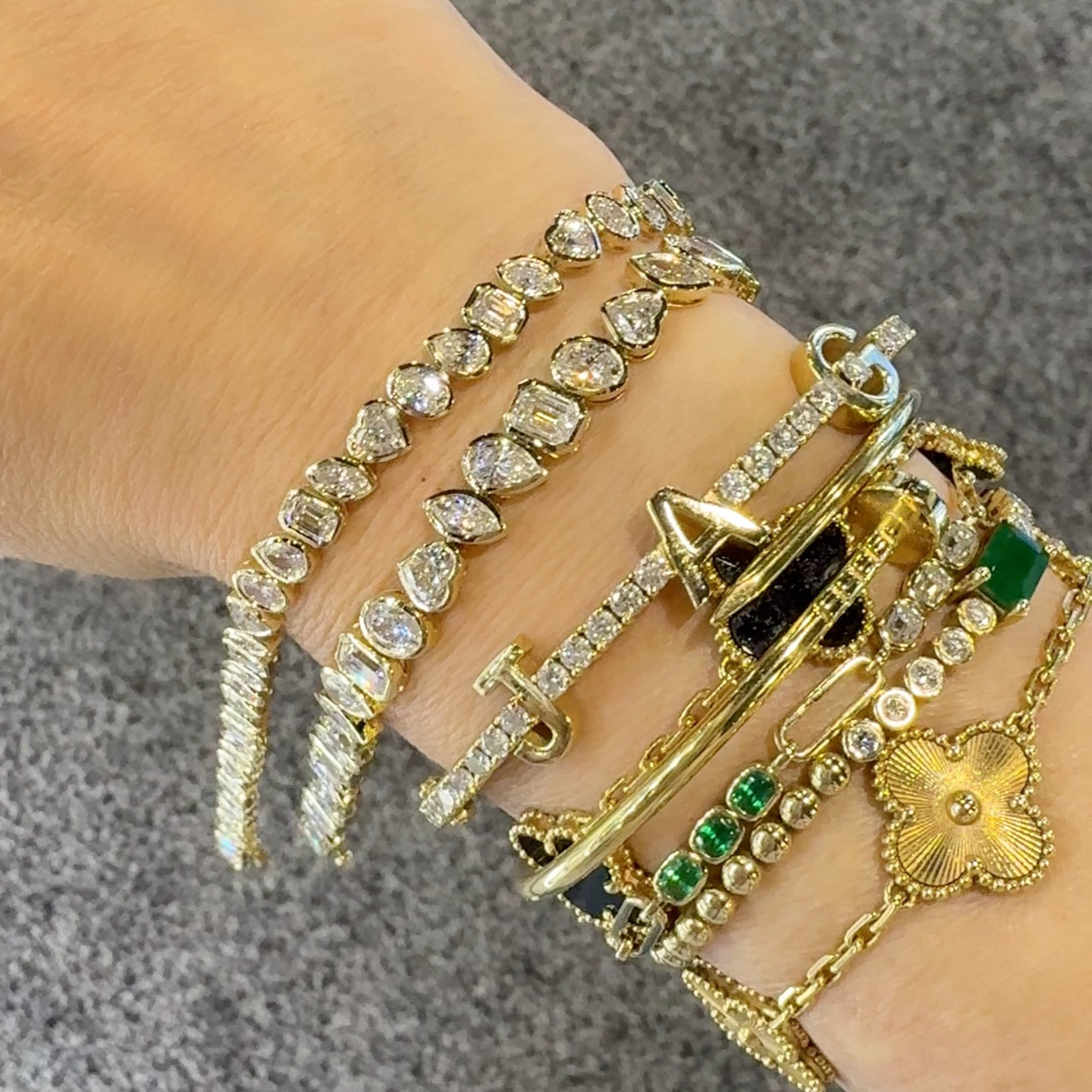 Bezel Set Multi Shape Lab Diamond Tennis Bracelet