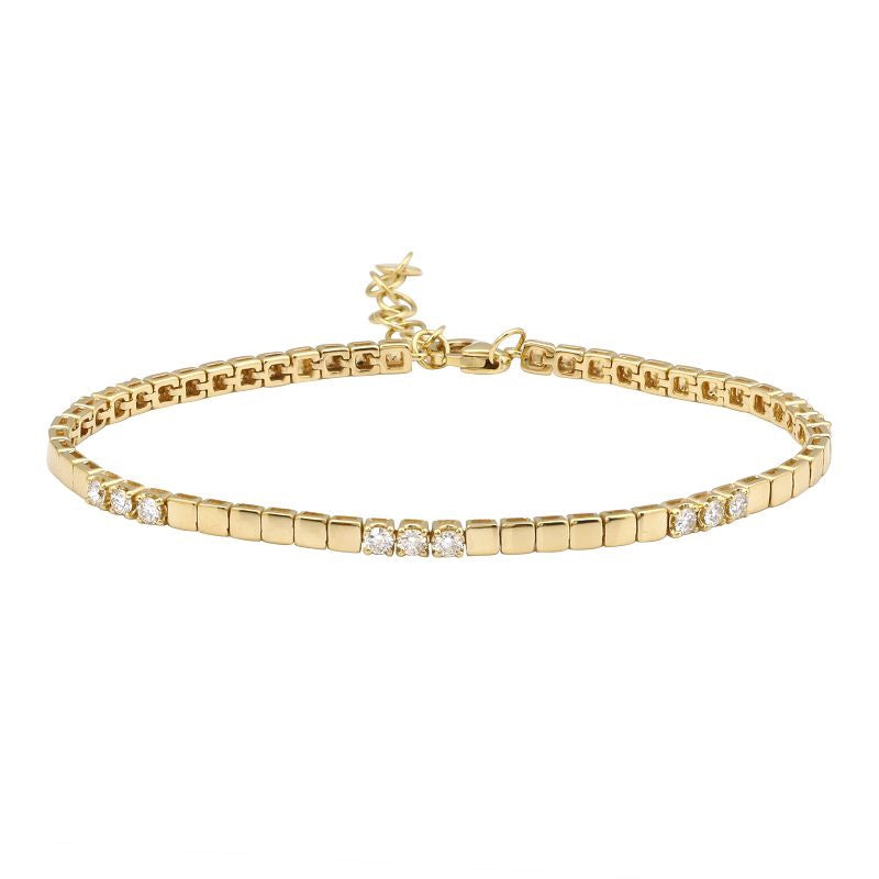 Gold Square and Round Diamond Bracelet