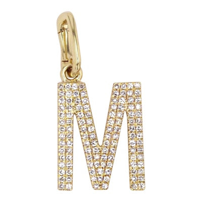 Double Row Pave Letter Charm