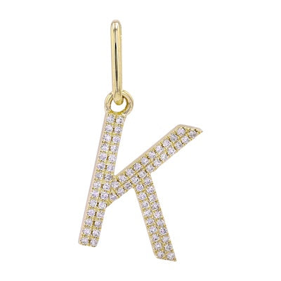 Double Row Pave Letter Charm