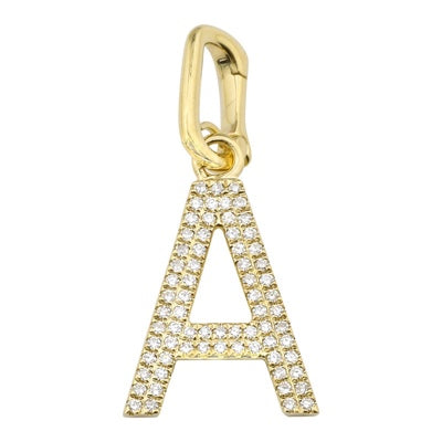 Double Row Pave Letter Charm