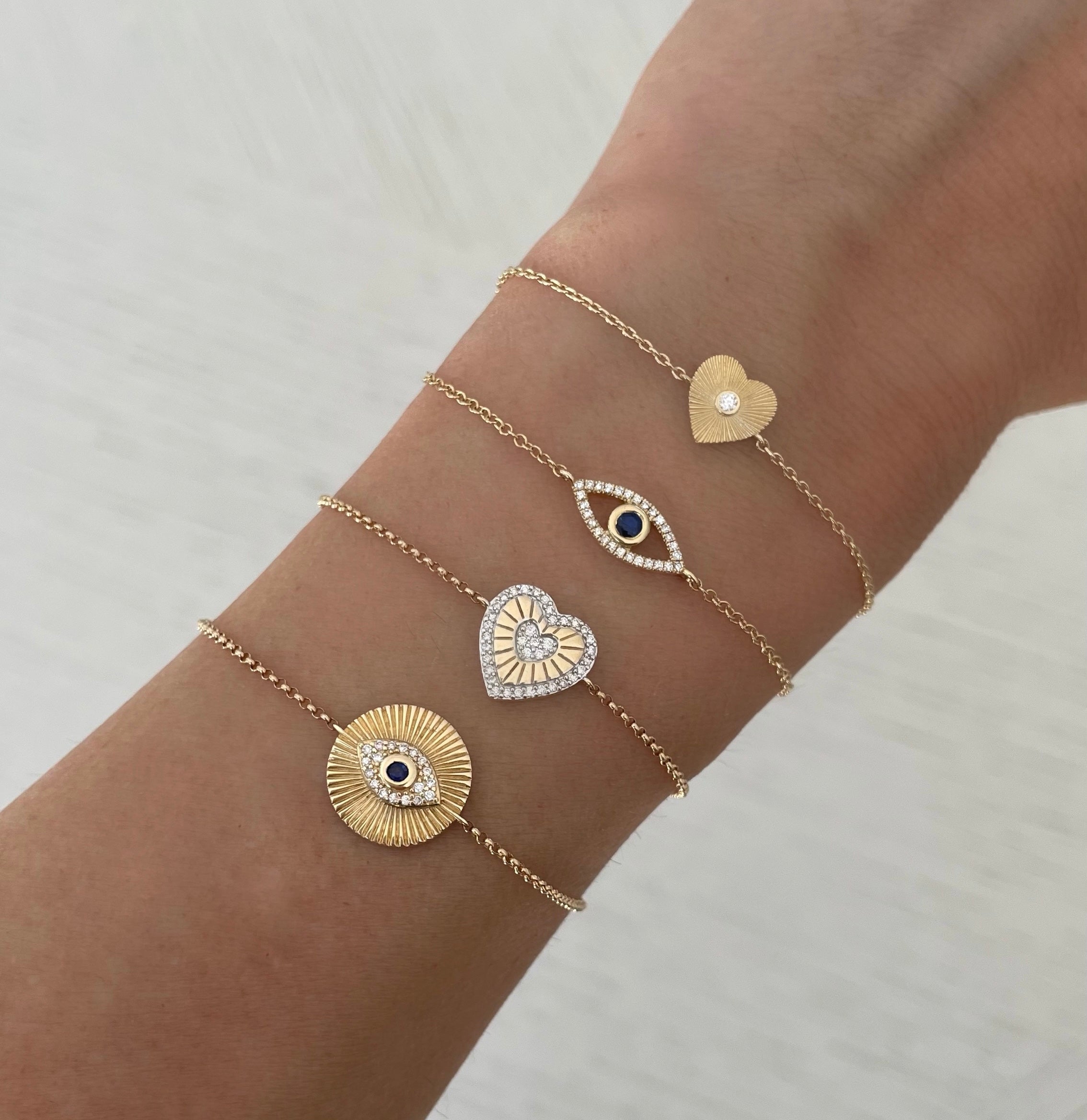 Fluted Evil Eye Bracelet