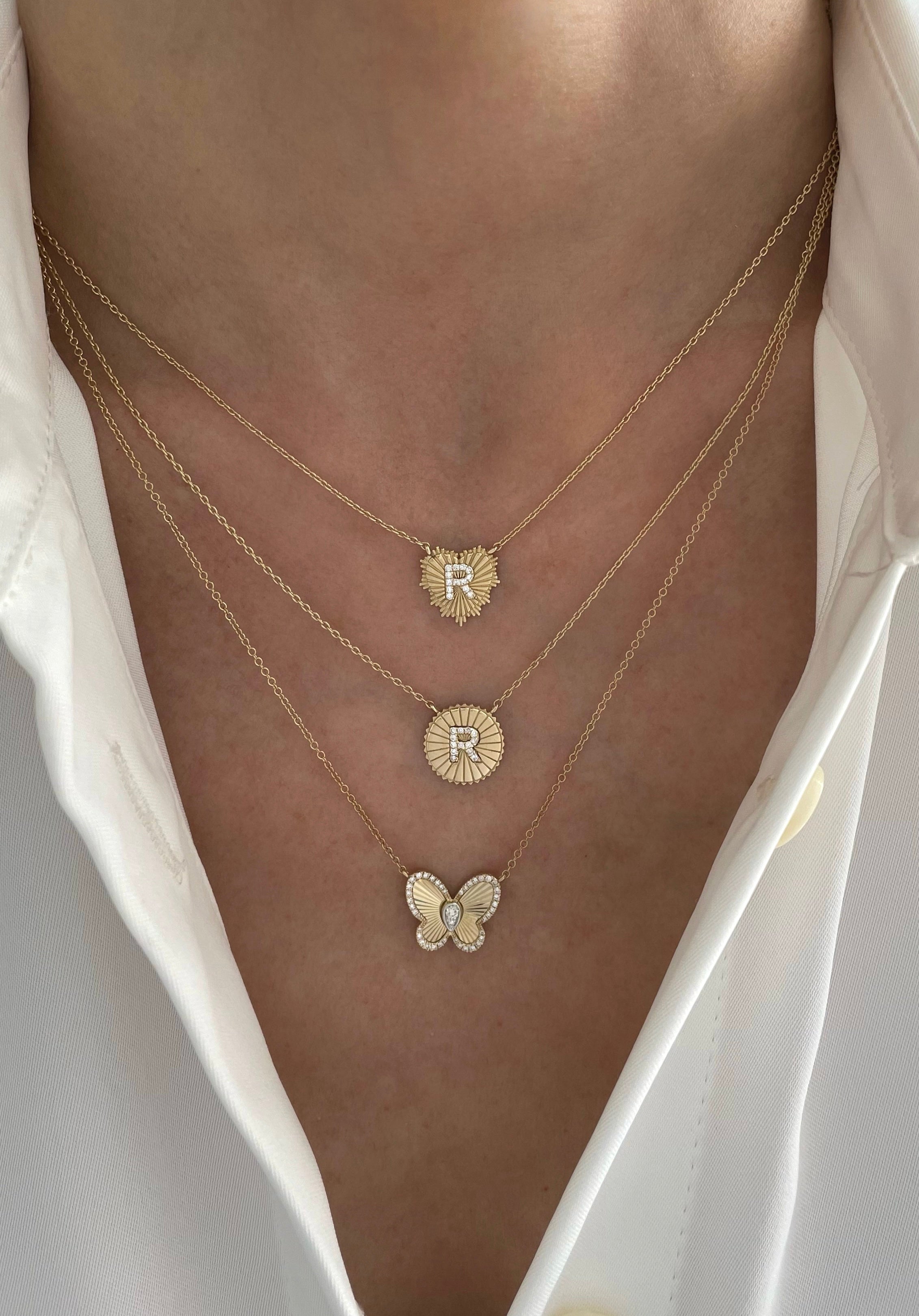 Starburst Diamond Letter Necklace