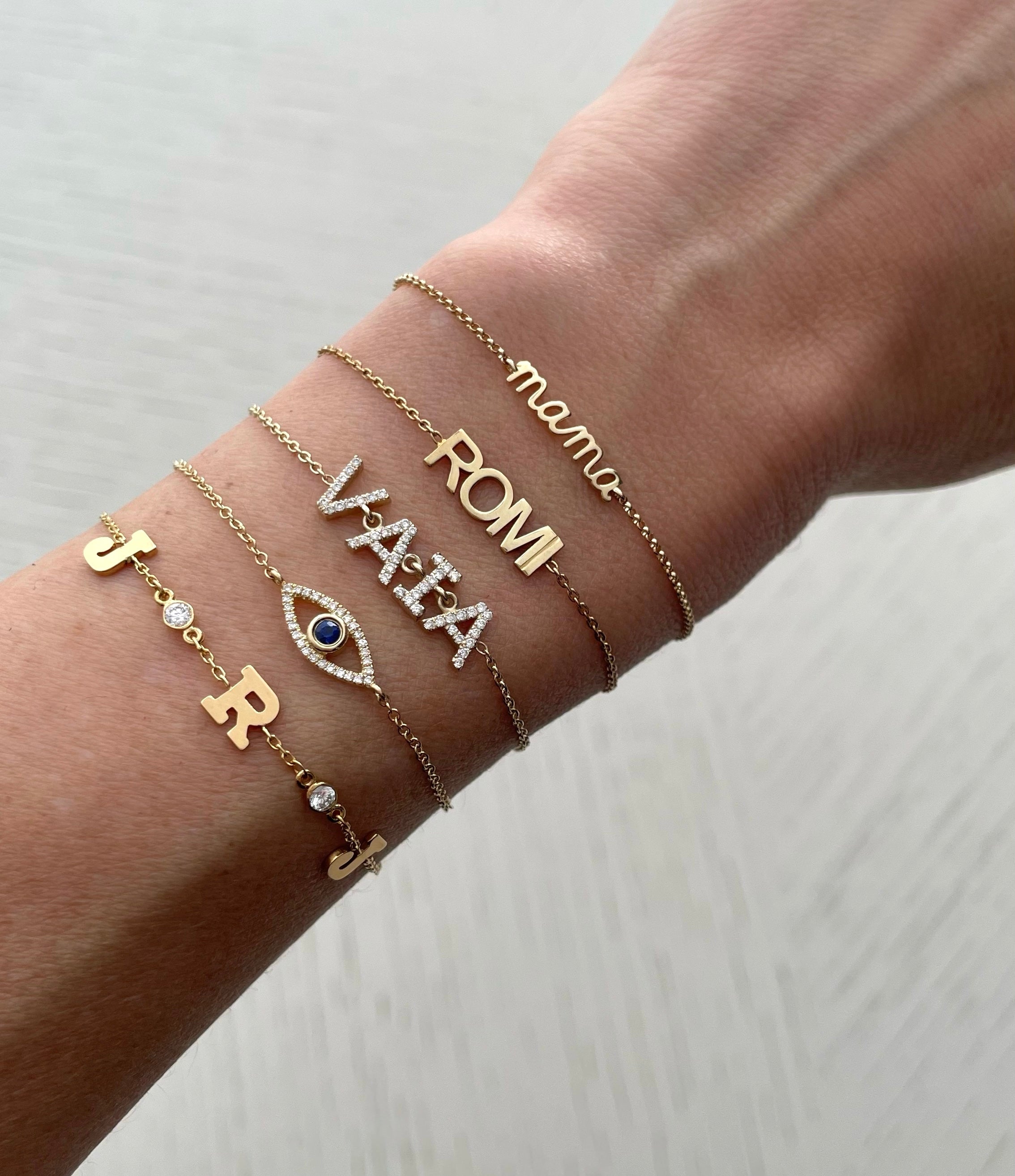 Small Diamond Letter/Number Bracelet