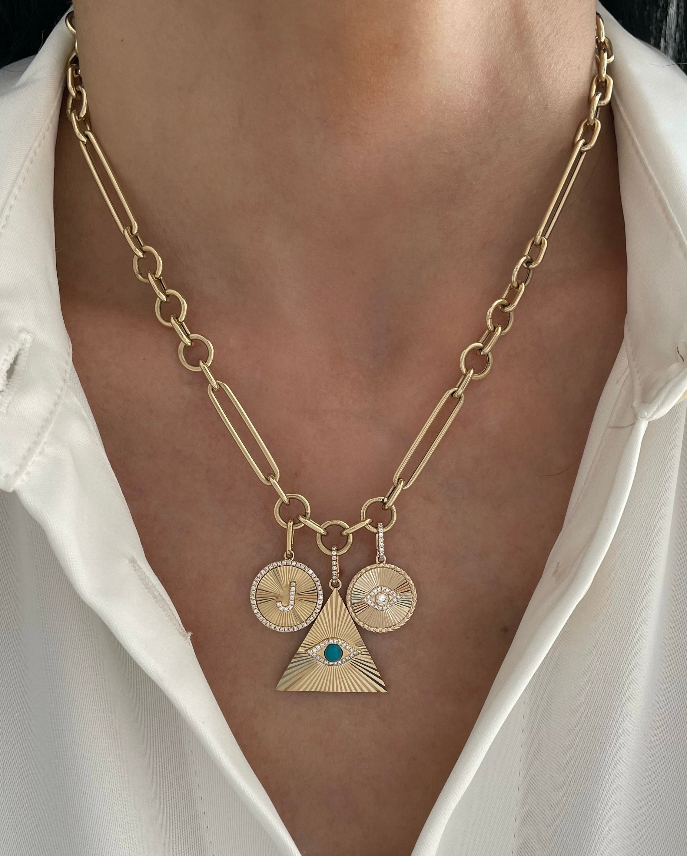 Fluted Diamond Letter Charm