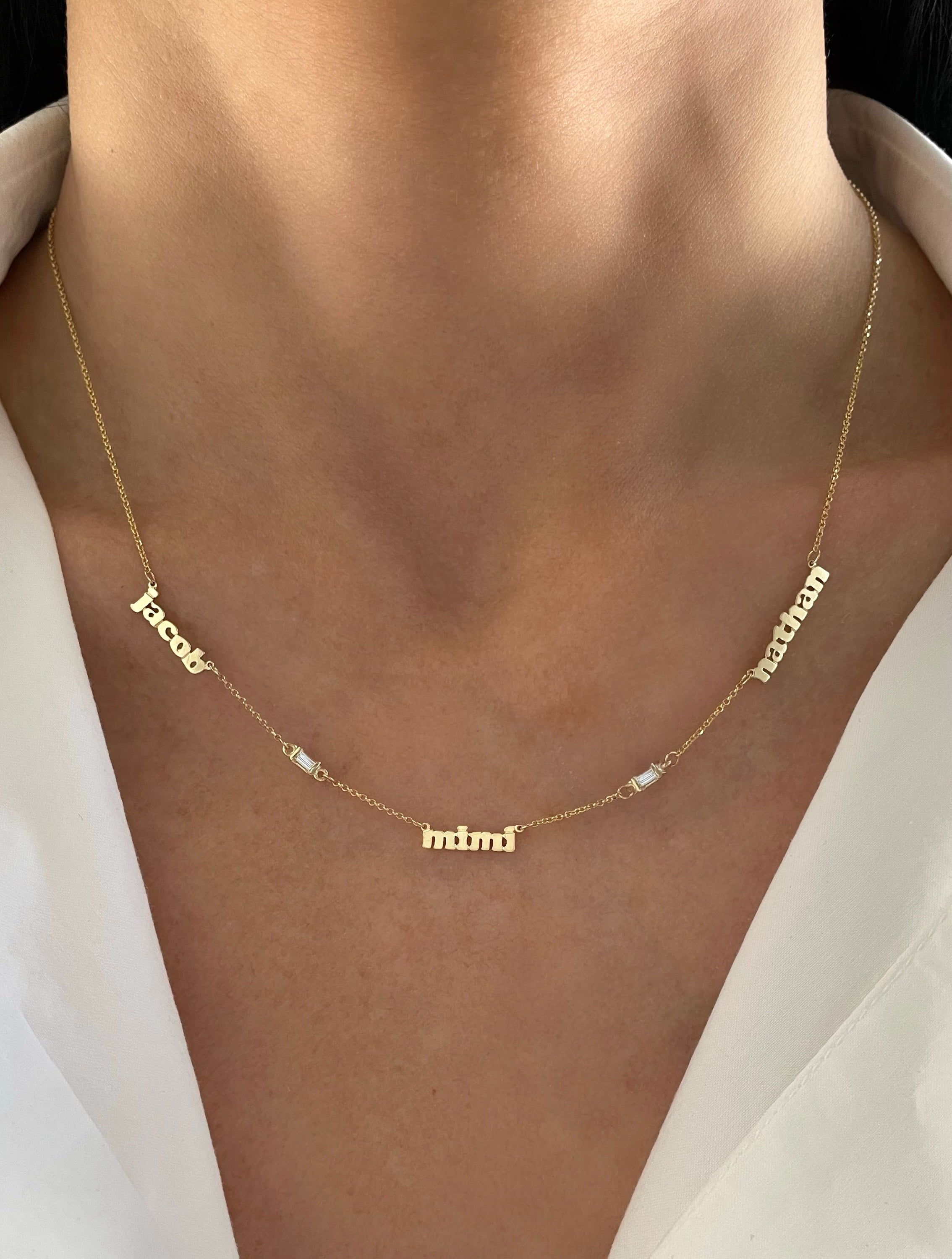 Mini Me Multi Name With Diamond Baguettes