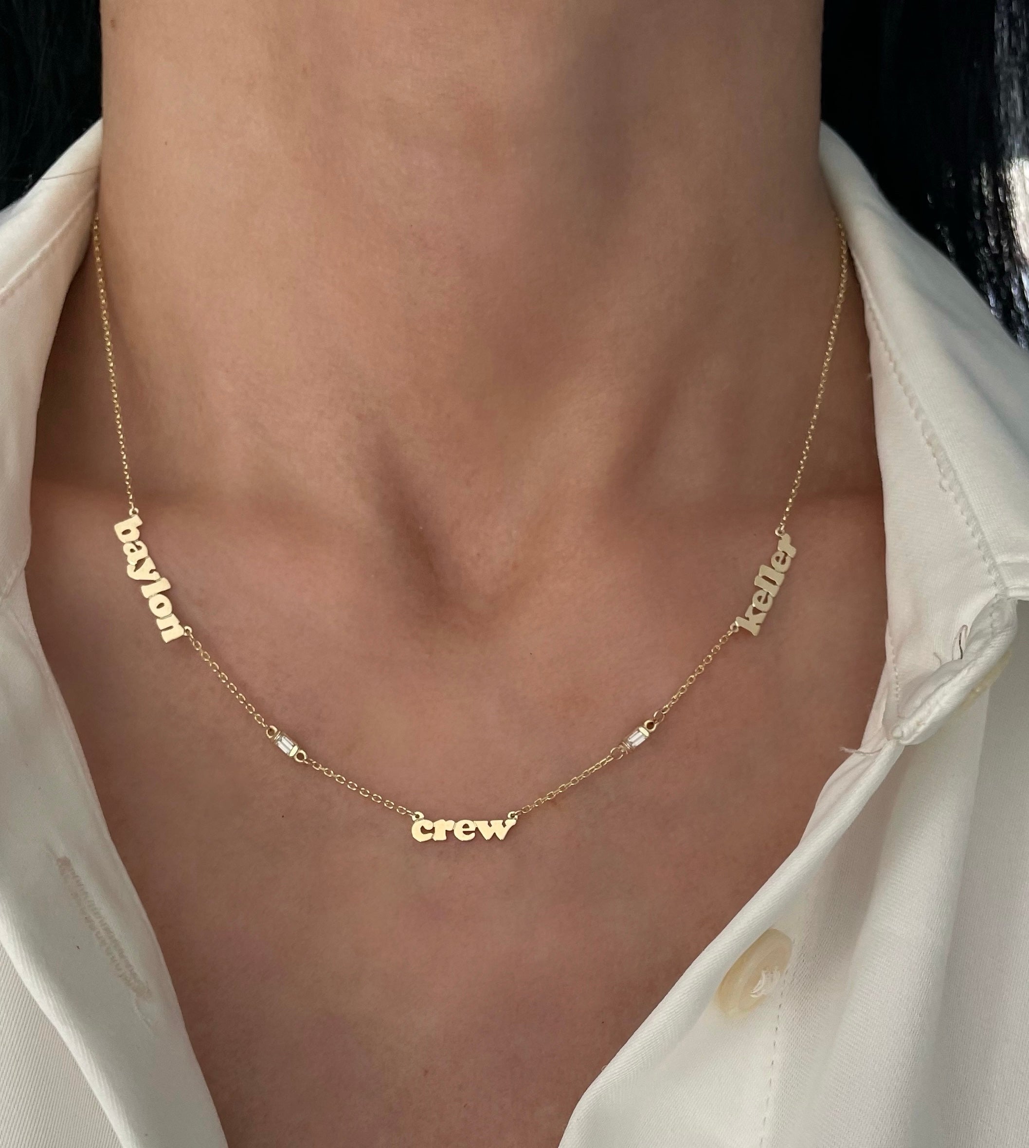 Mini Me Multi Name With Diamond Baguettes