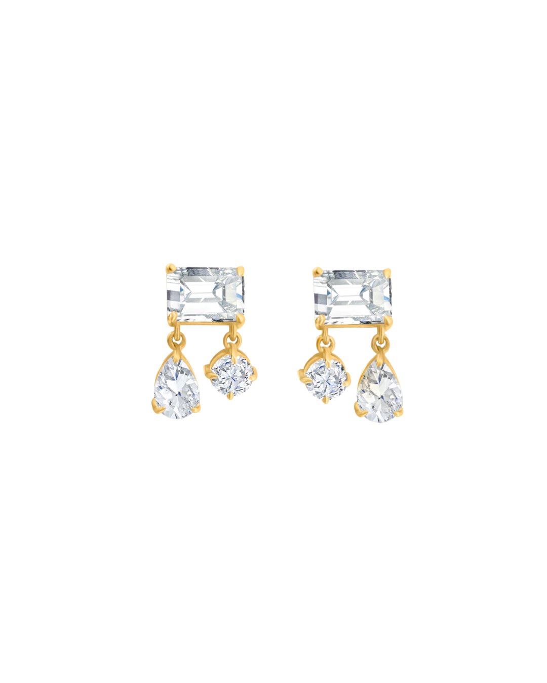 Lab Diamond Emerald Drop Earrings
