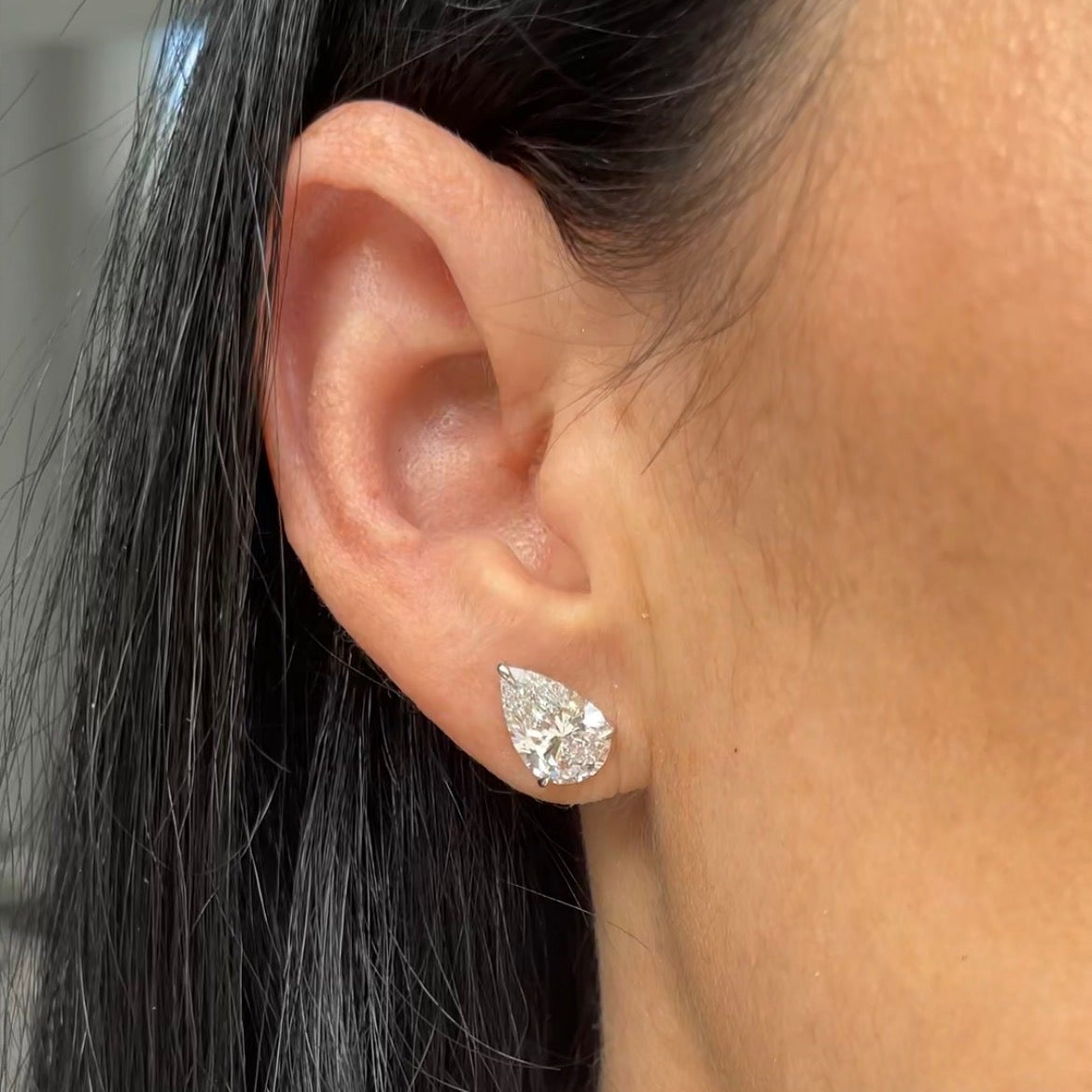 Lab Pear Diamond Studs