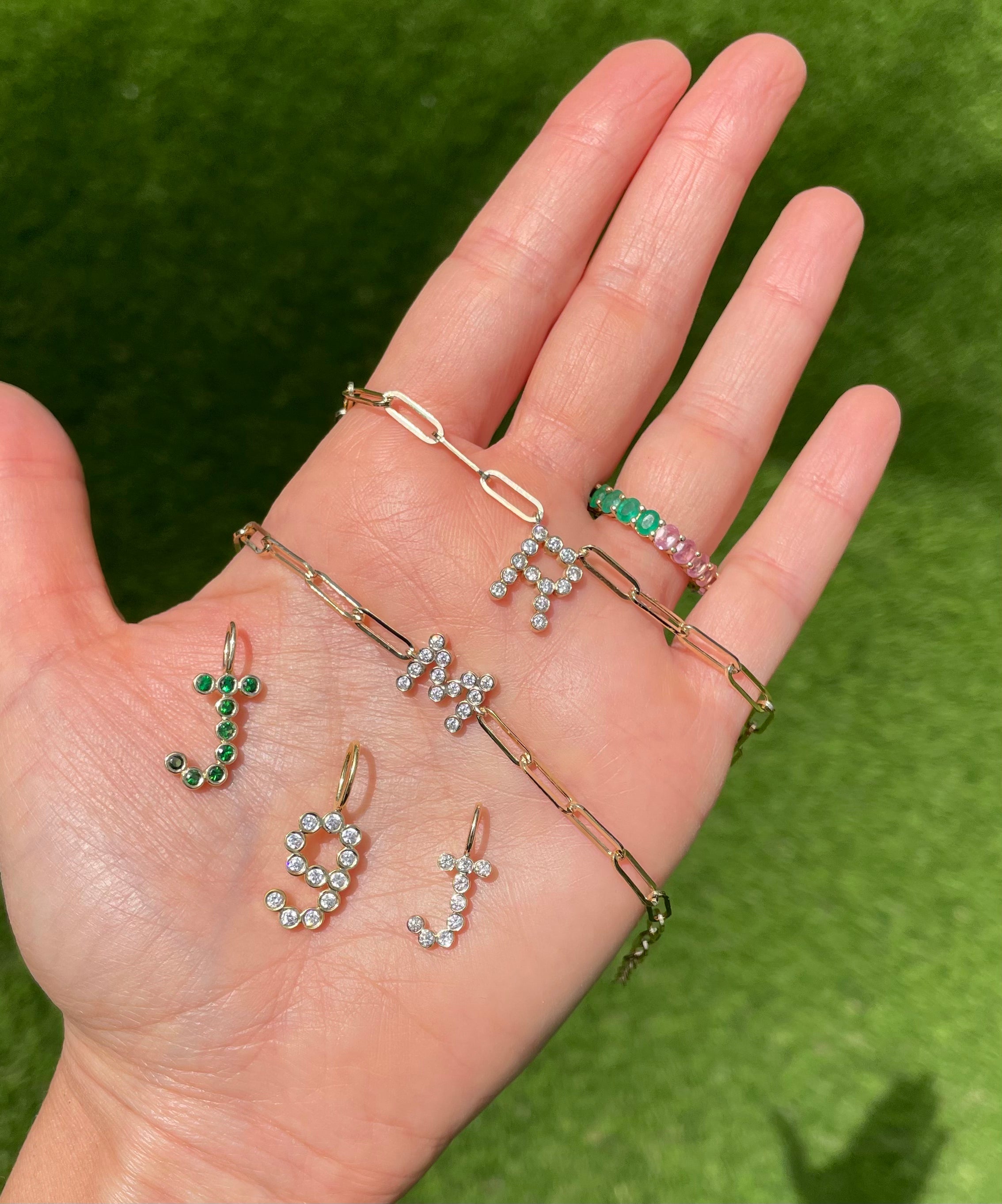 Bezel Set Diamond Number Charm