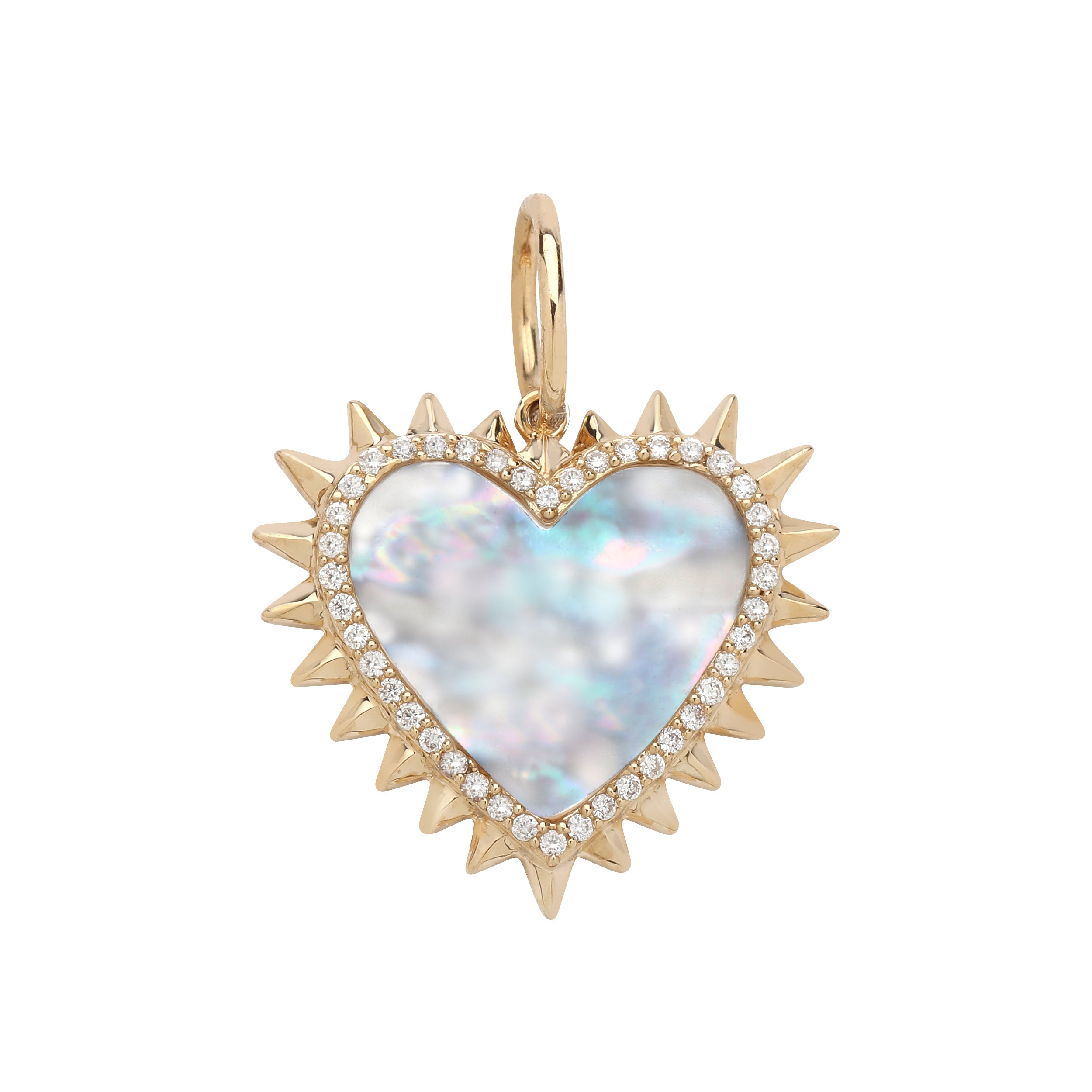 Mother of Pearl Spike Heart Charm