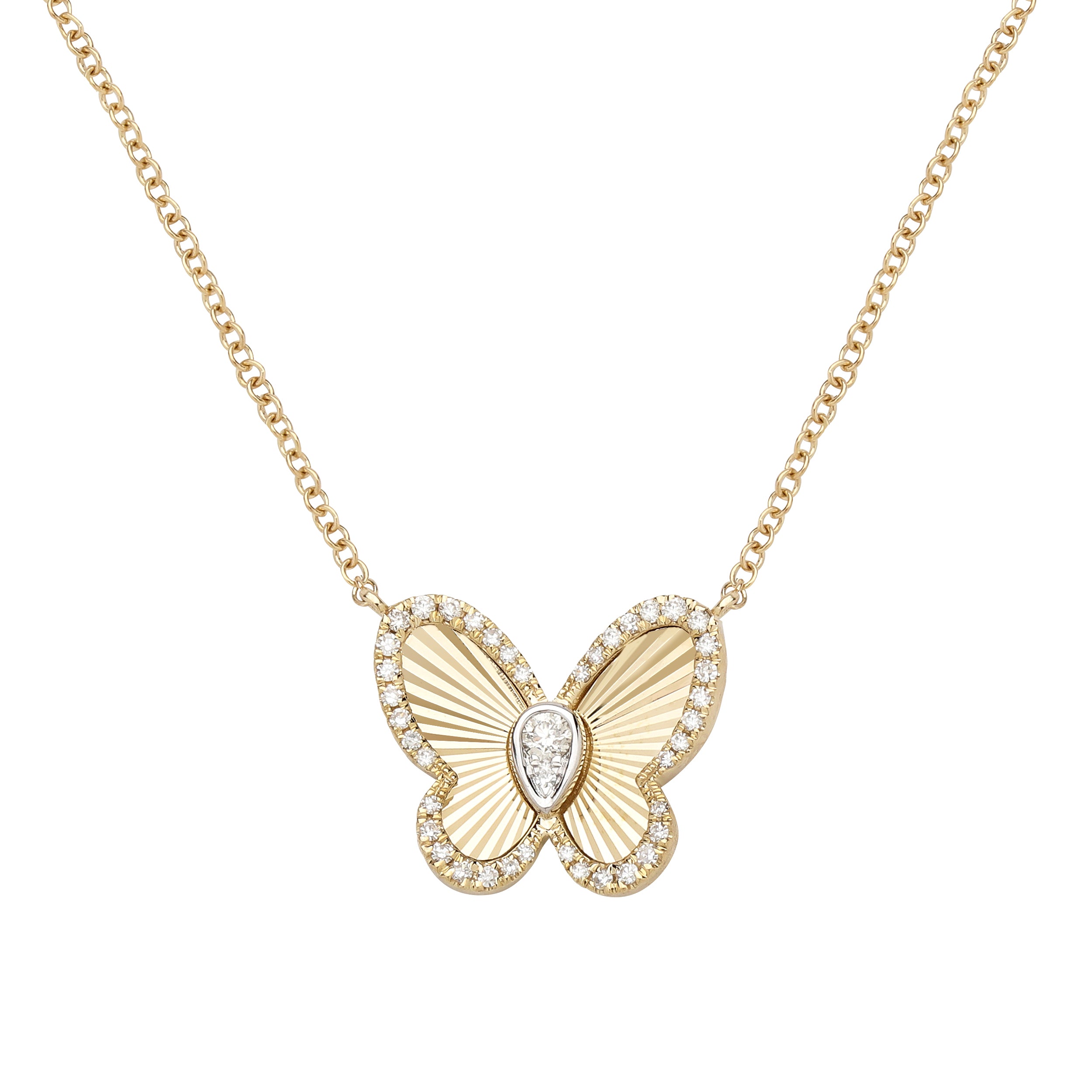 Diamond and Gold Fluted Butterfly