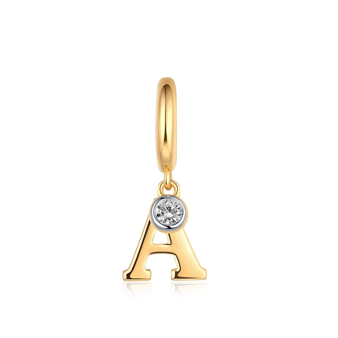 Mini Gold Letter + Diamond Charm