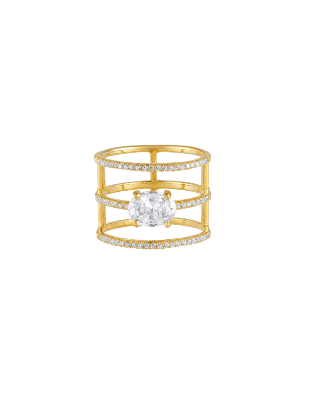 Oval Diamond Cage Ring