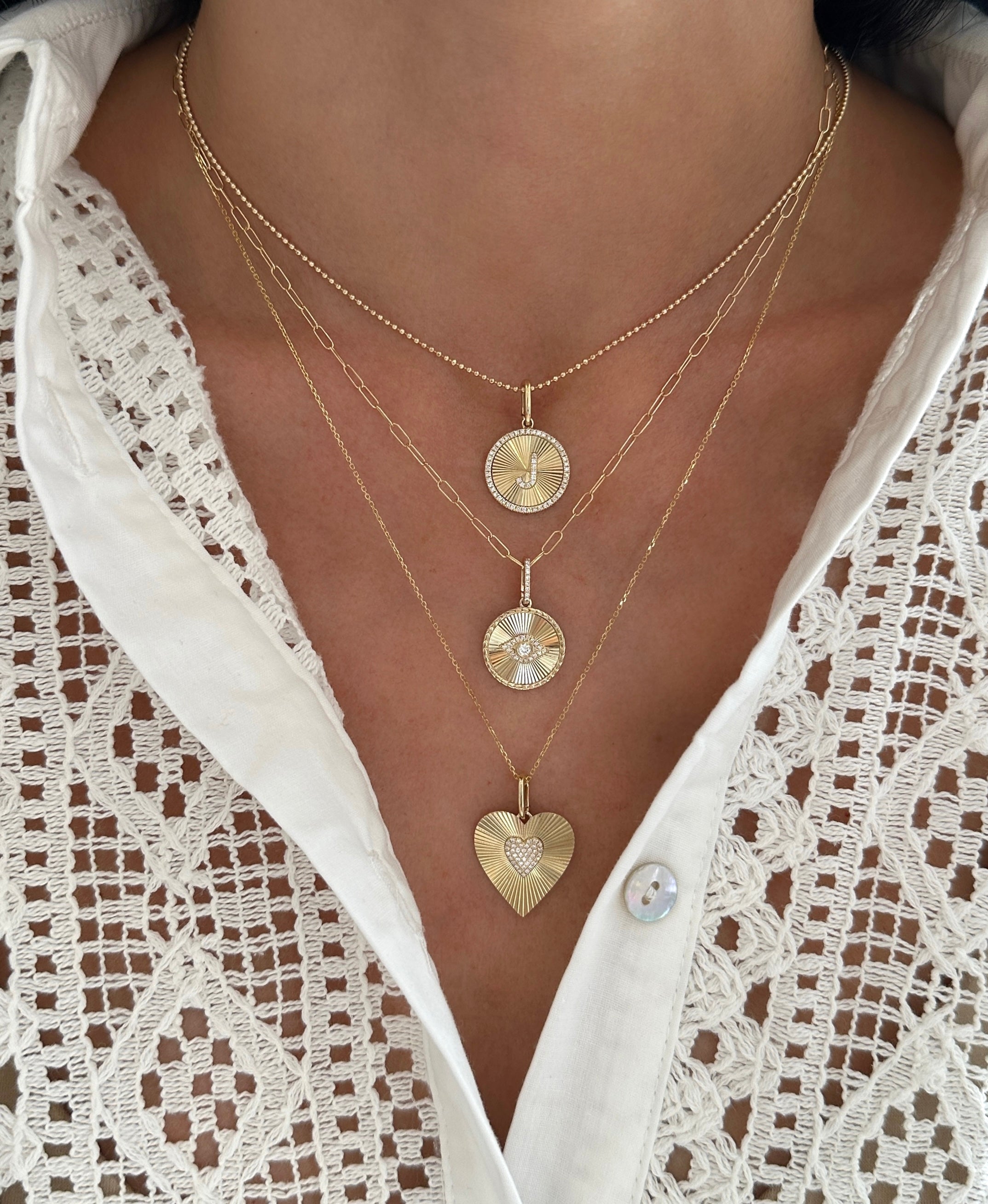 Fluted Diamond Letter Charm