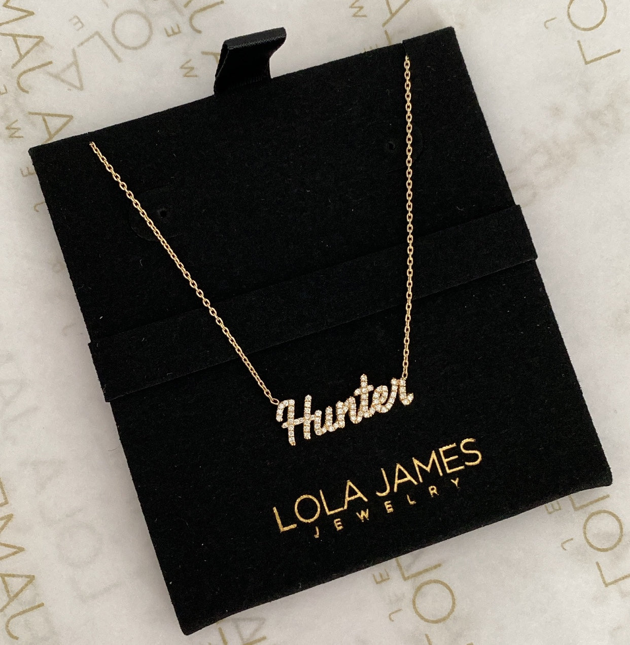Small Diamond Script Name Necklace - Font #1