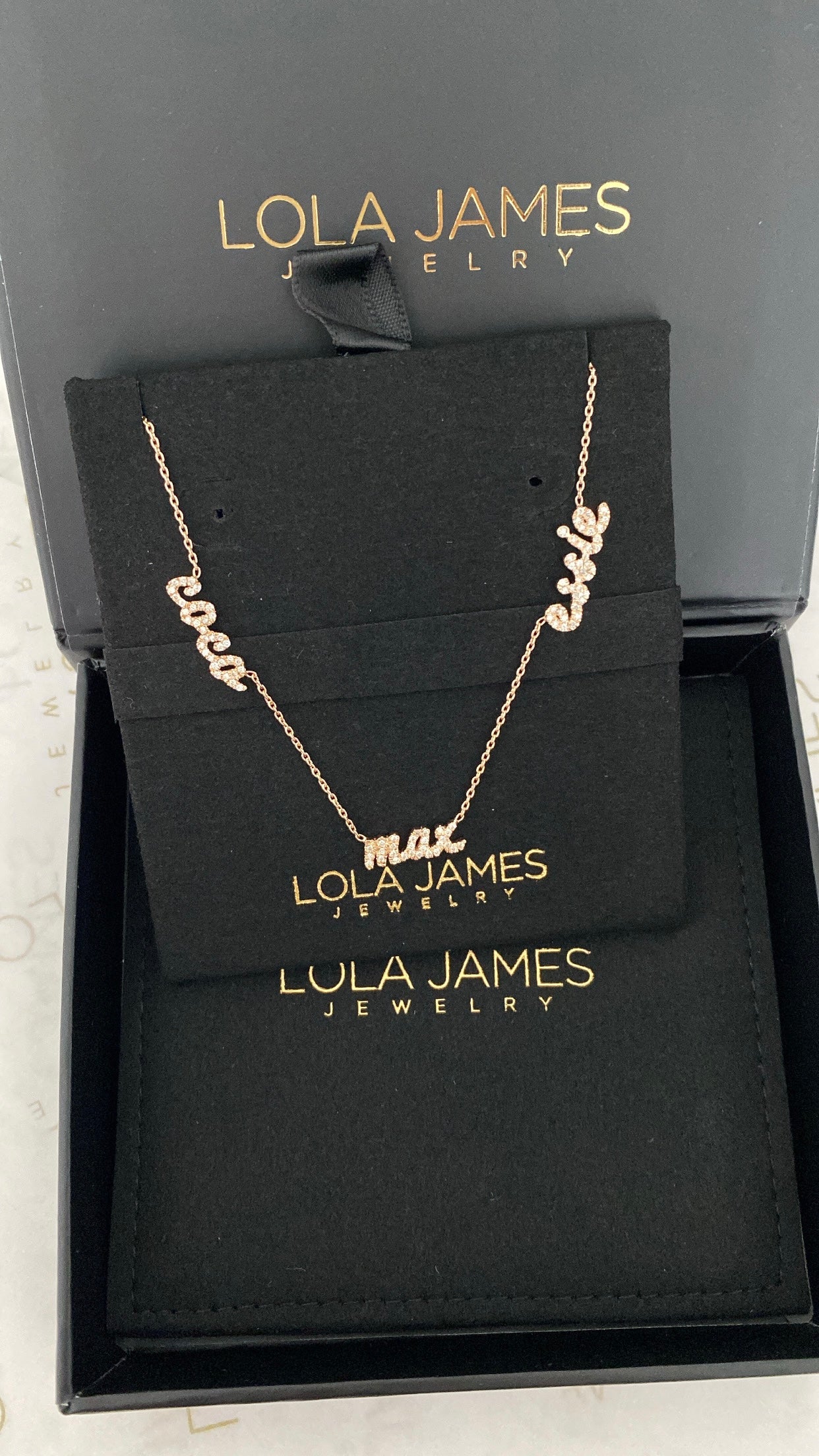 Diamond Script Multi Name Necklace
