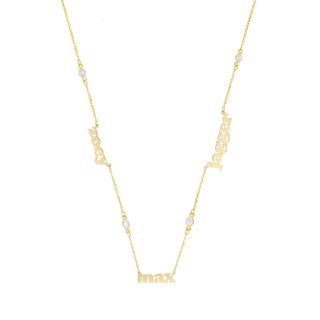 Mini Me Multi Name Short With Diamonds - 14K Gold Personalized Diamond Necklace - Lola James Jewelry