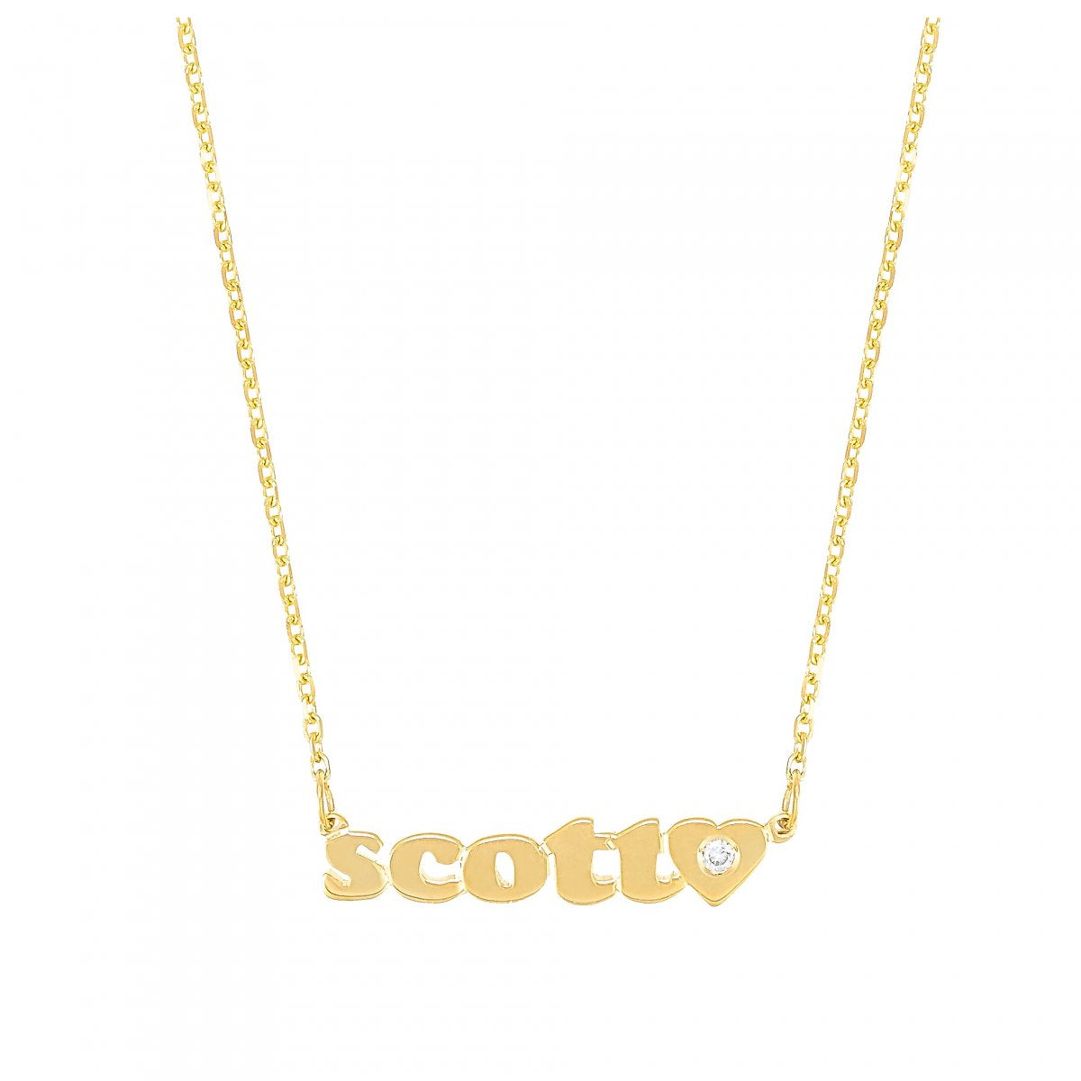 Mini Me With Single Diamond Heart - Customized Dainty Name Necklace With Diamond Accent - Lola James Jewelry