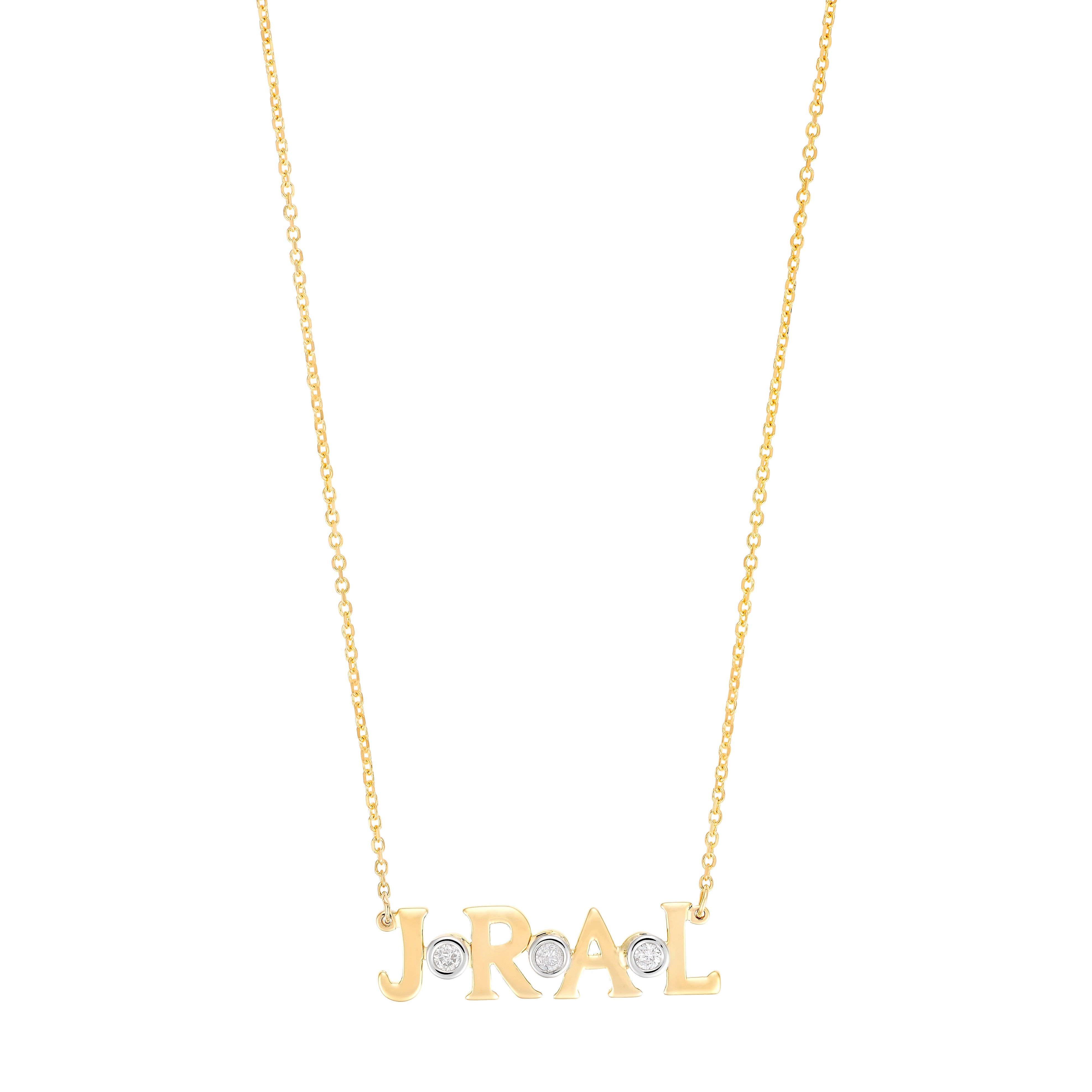 Bubbles- 14K Gold Personal Initial Necklace with Diamond accents- Lola James Jewelry 