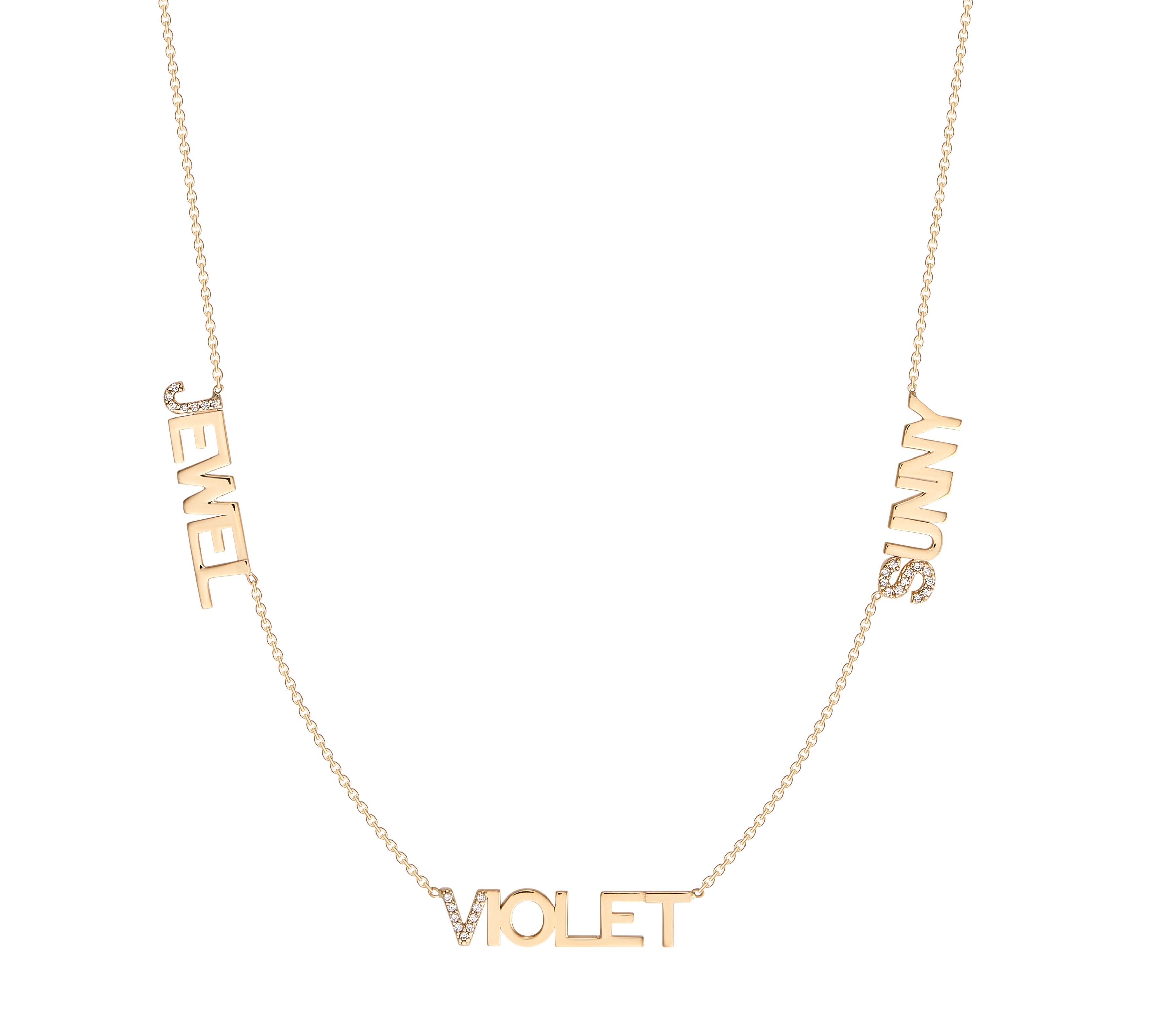 First Letter Diamond Multi Name Necklace