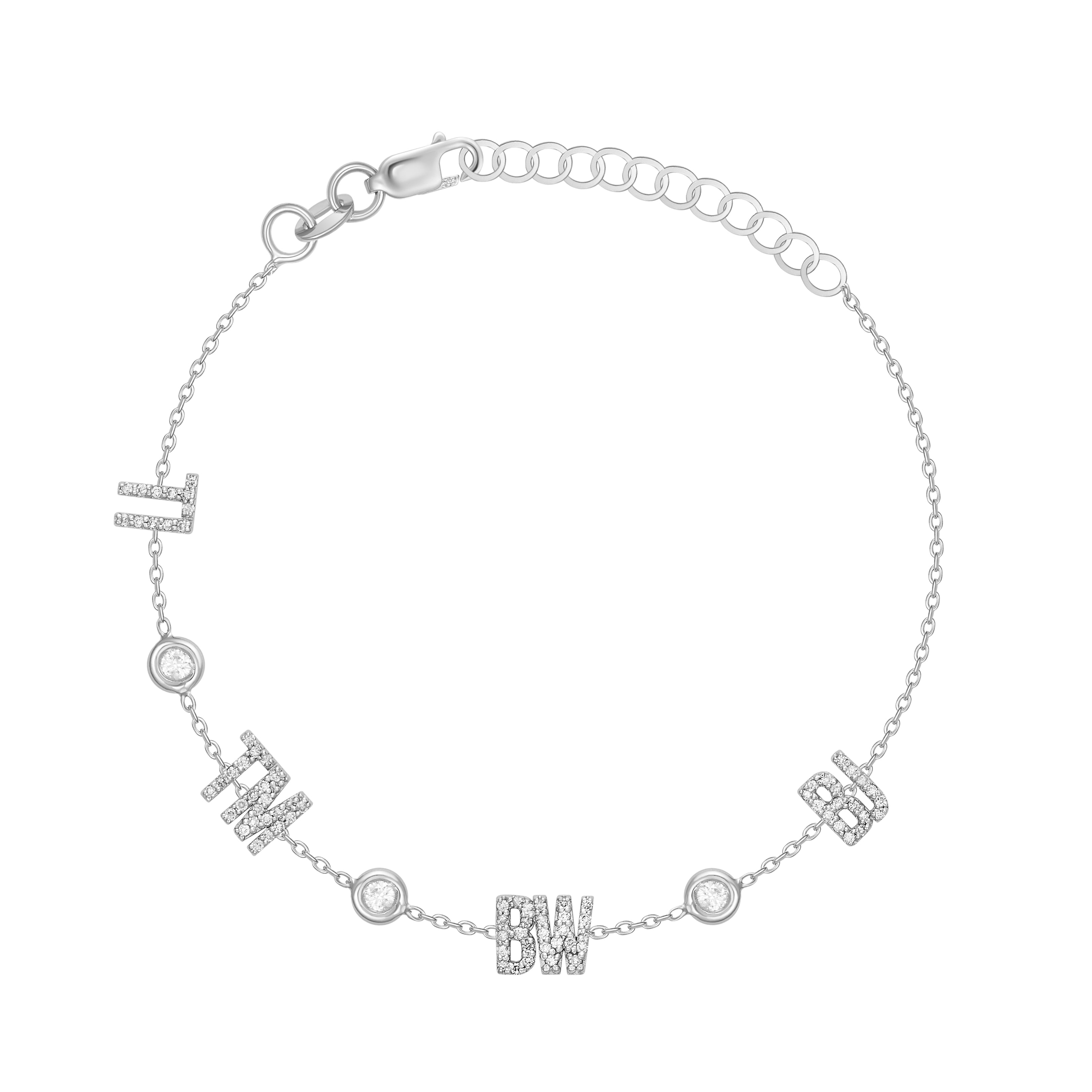 Double Initials + Stone Bracelet