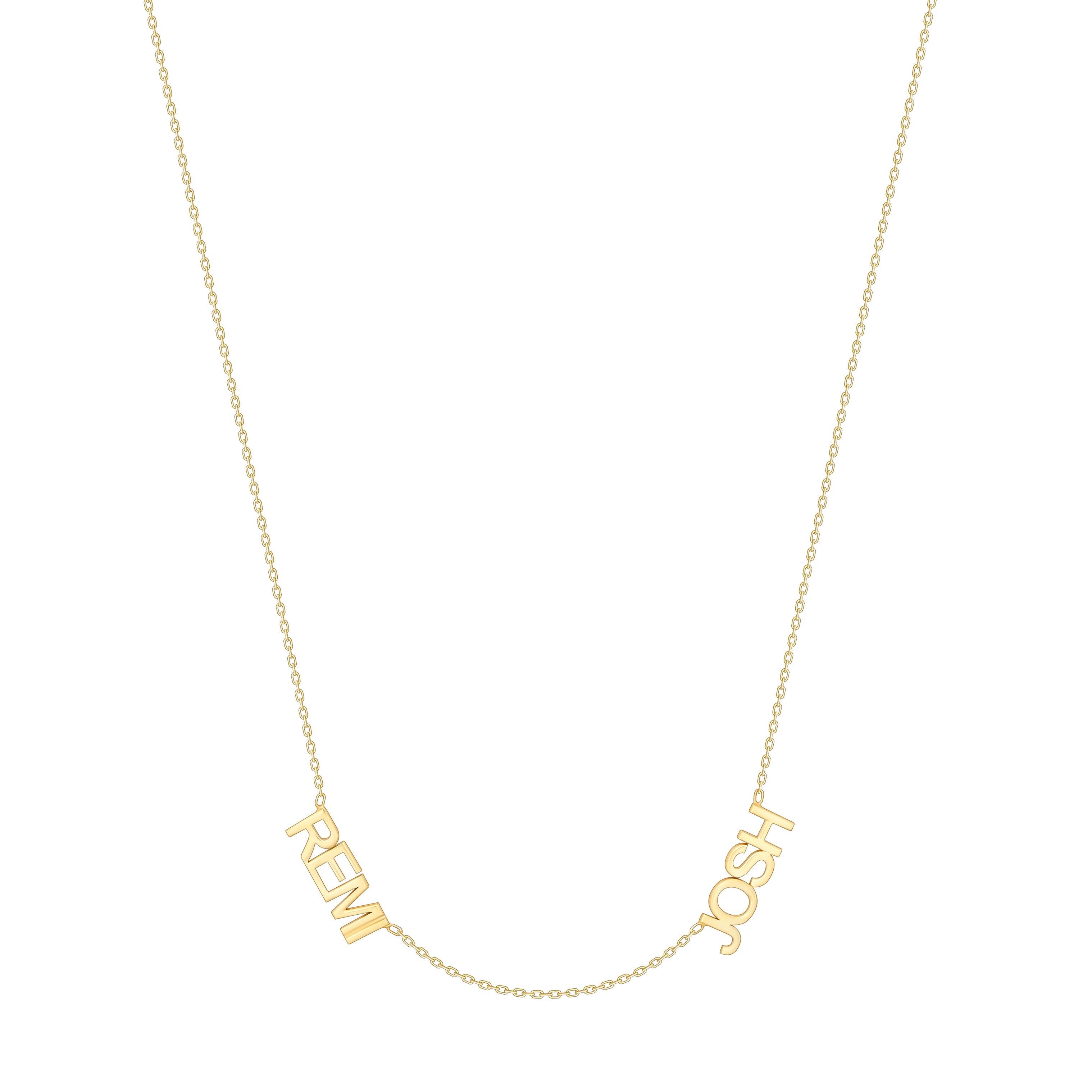 Small Block Multi Name Necklace