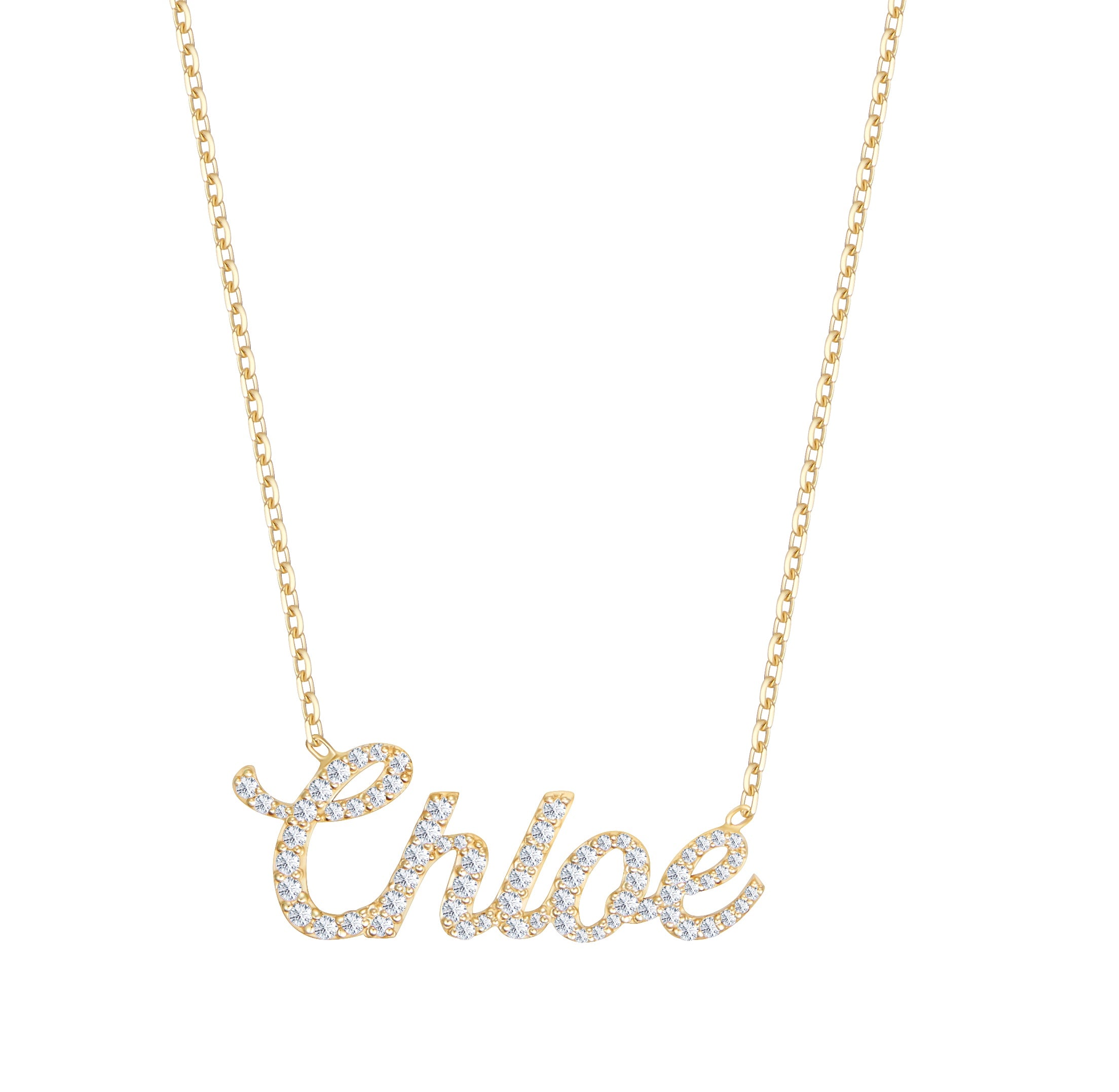 Large Script Diamond Name Necklace