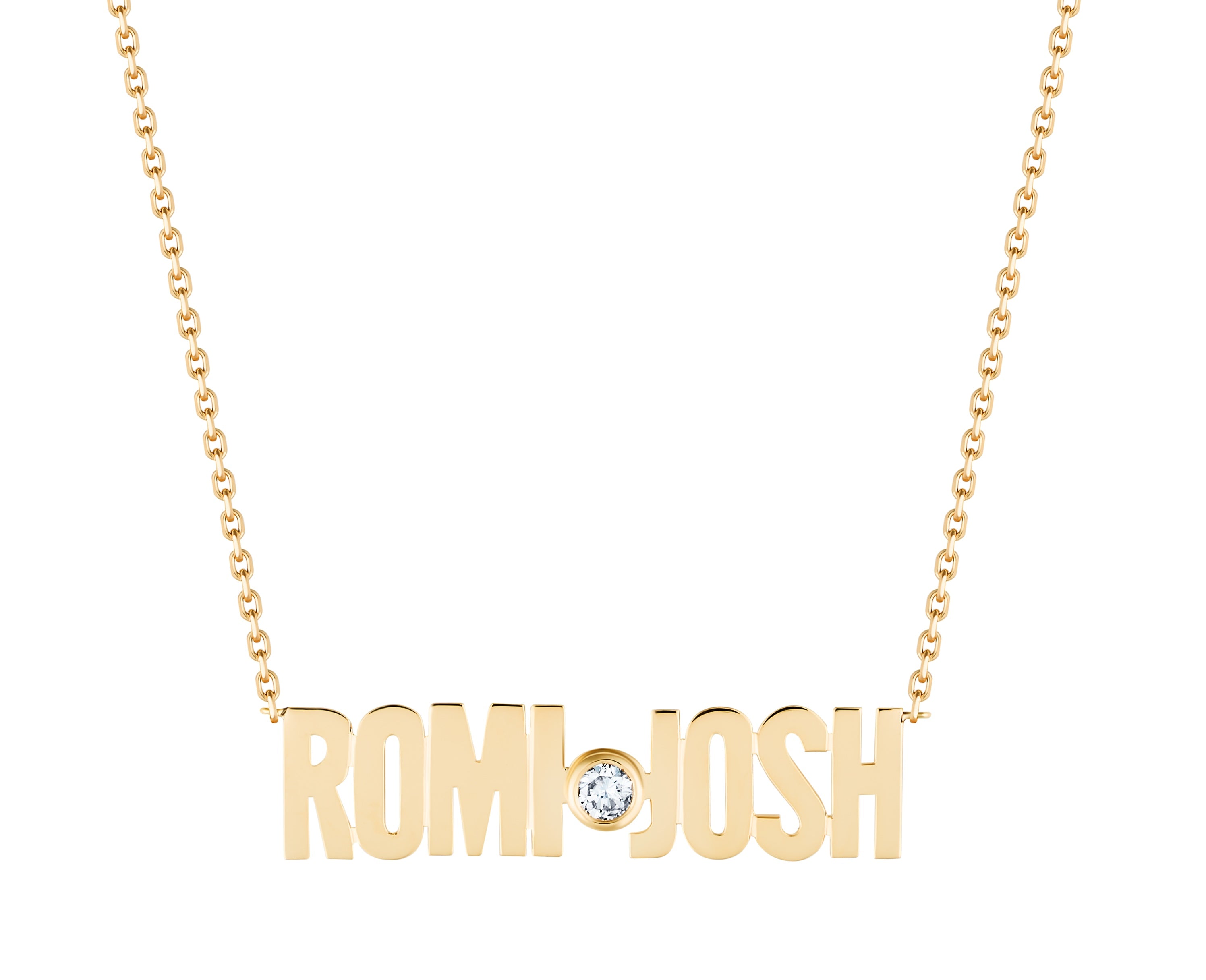 Double Name Necklace with Diamond Bezel Accent