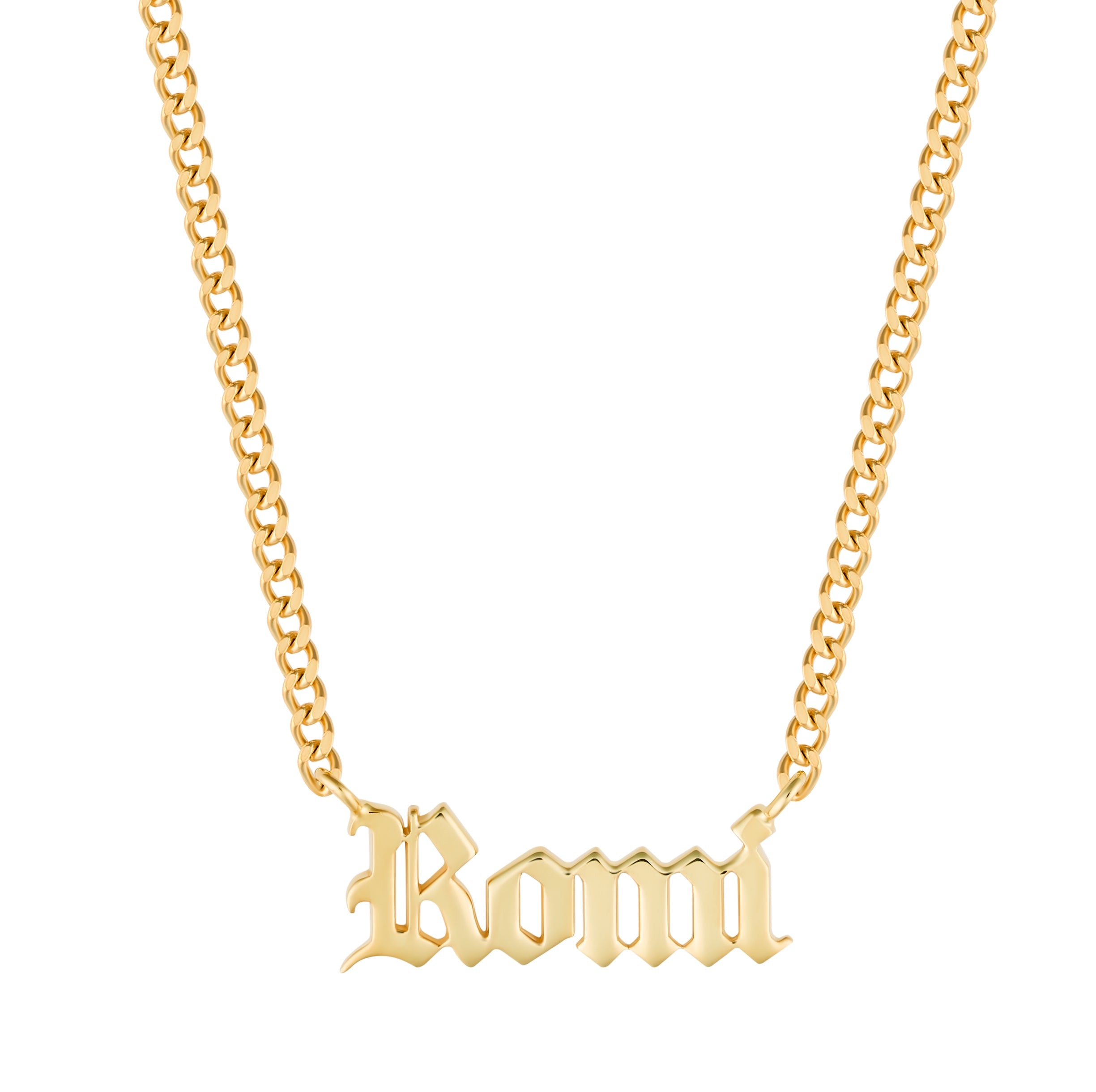 Small Curb Chain Gothic Name Necklace