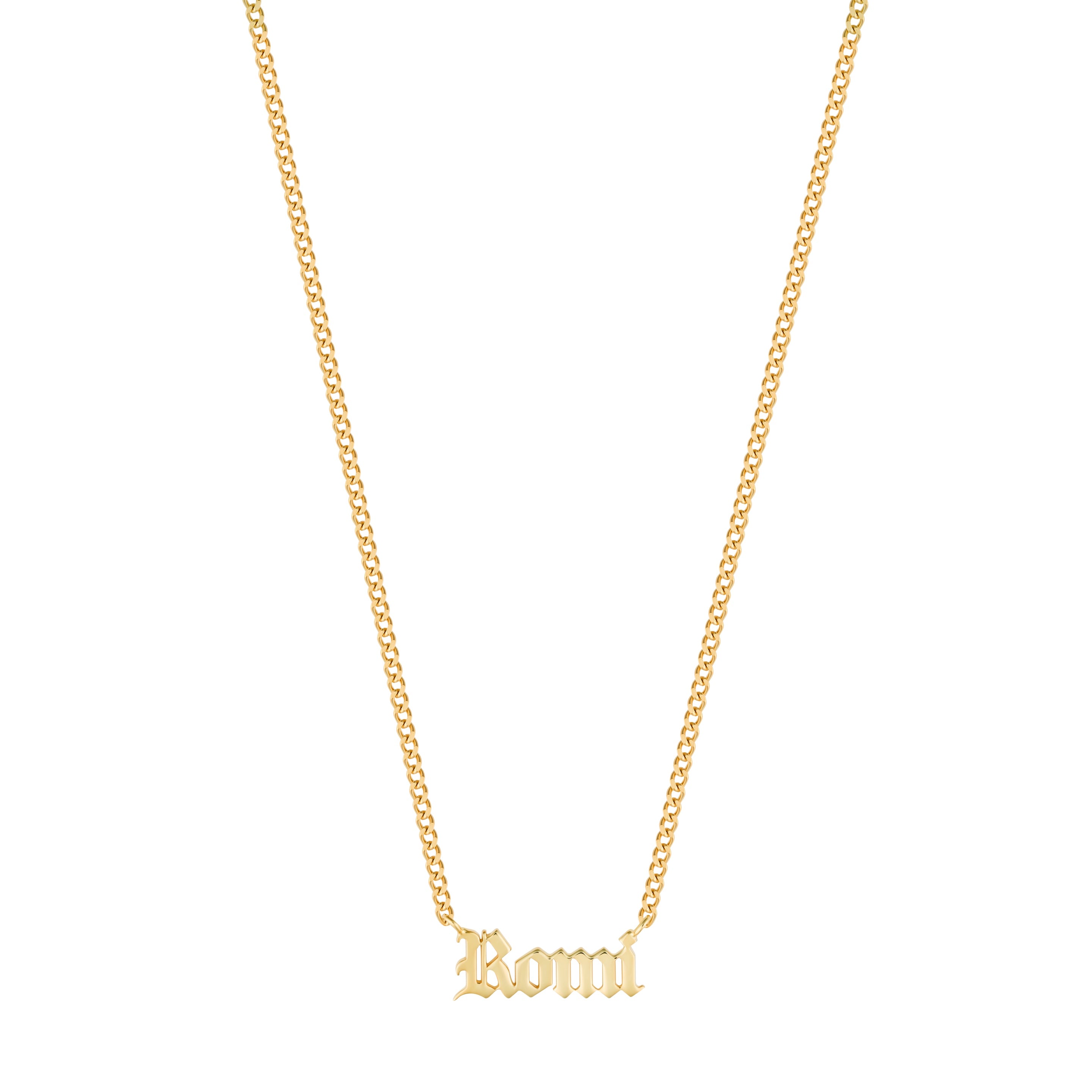 Small Curb Chain Gothic Name Necklace