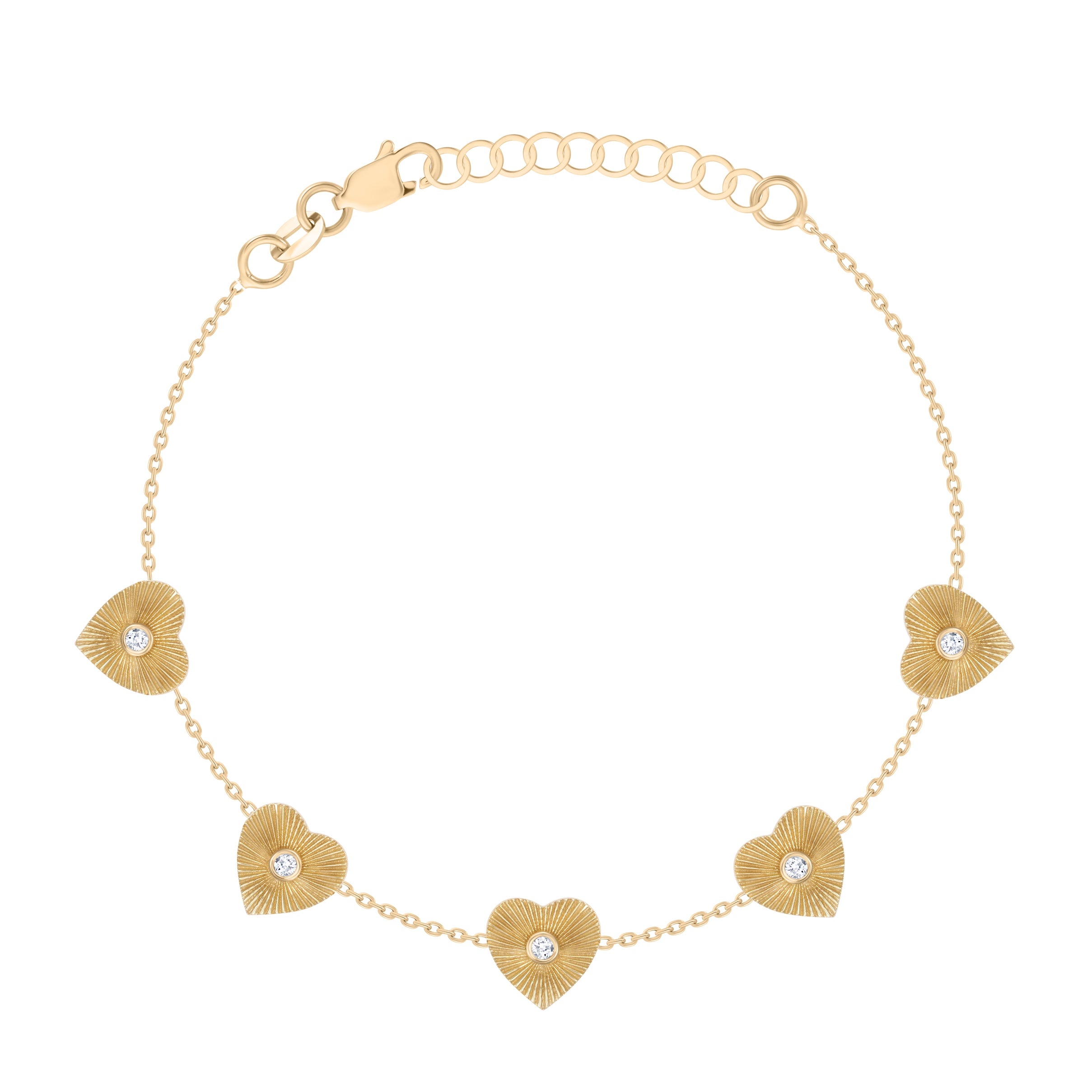 5 Fluted Hearts Bracelet