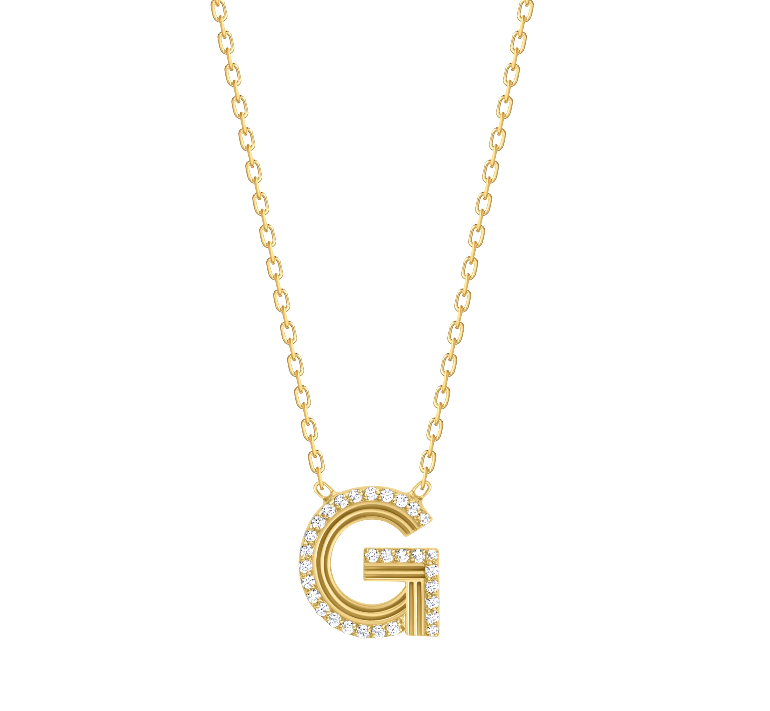 Diamond Detail Retro Fluted Letter Necklace
