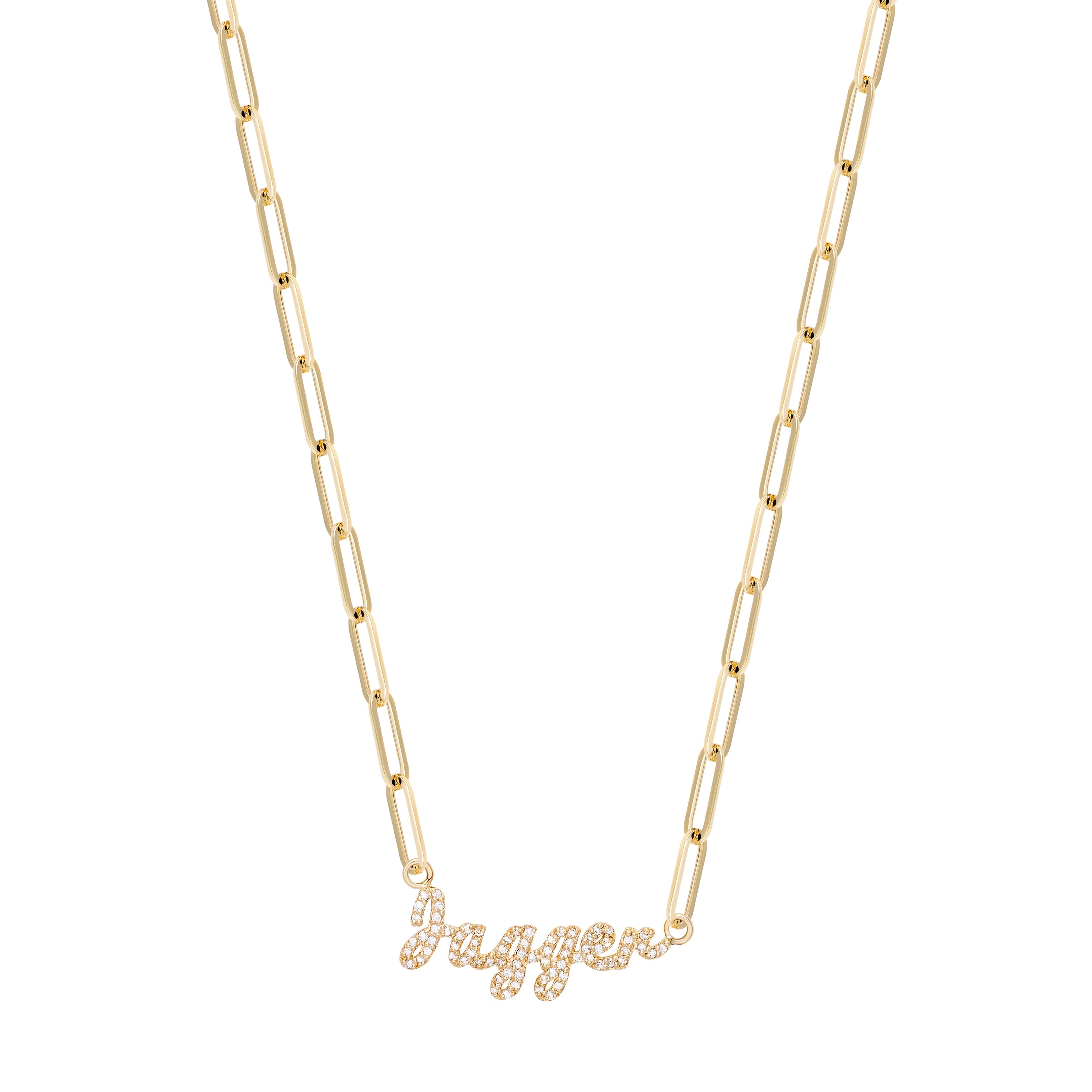 Paper Clip Diamond Name Necklace