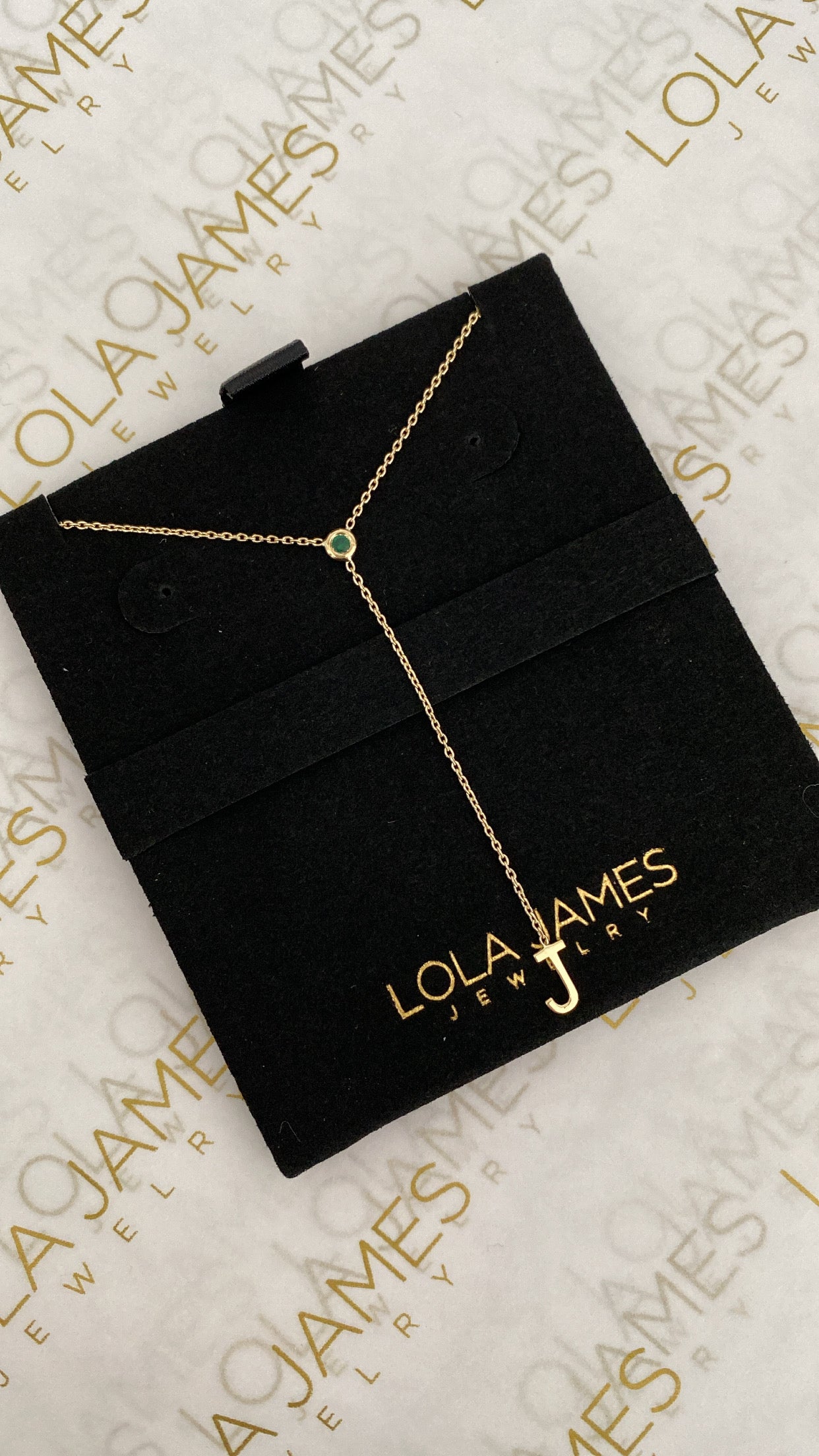 Stone and Letter Lariat Necklace