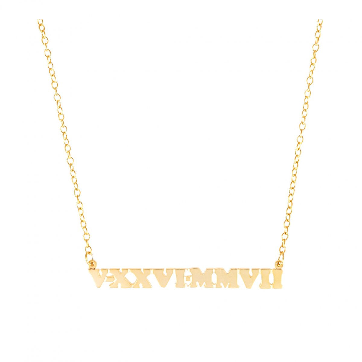 Mini Me Roman Numeral Only - 14k Gold Personalized Necklace - Lola James Jewelry