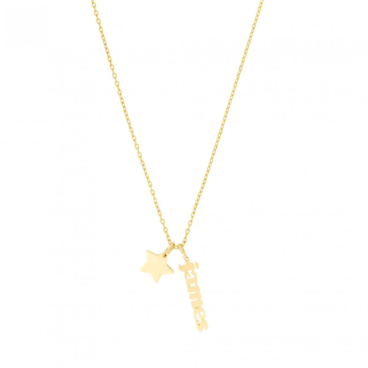 Mini Me + Star Charm- 14k Gold Necklace with Star and Mini Me Name Tag- Lola James Jewelry 